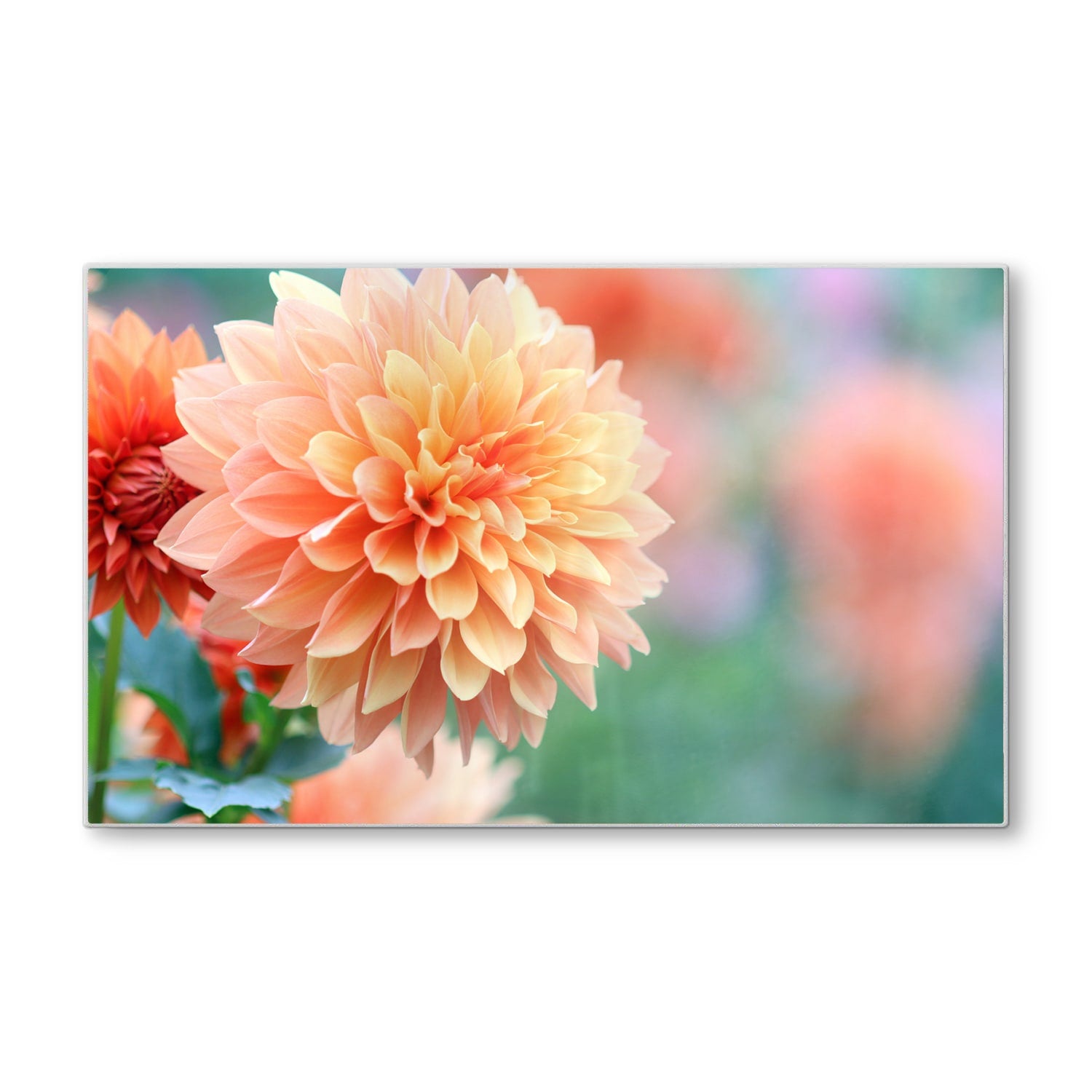 Schneidebrett - Rosa/Gelbe Dahlie
