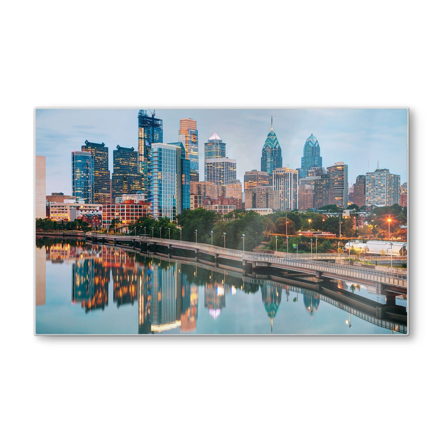 Schneidebrett - Philadelphia Skyline bei Nacht