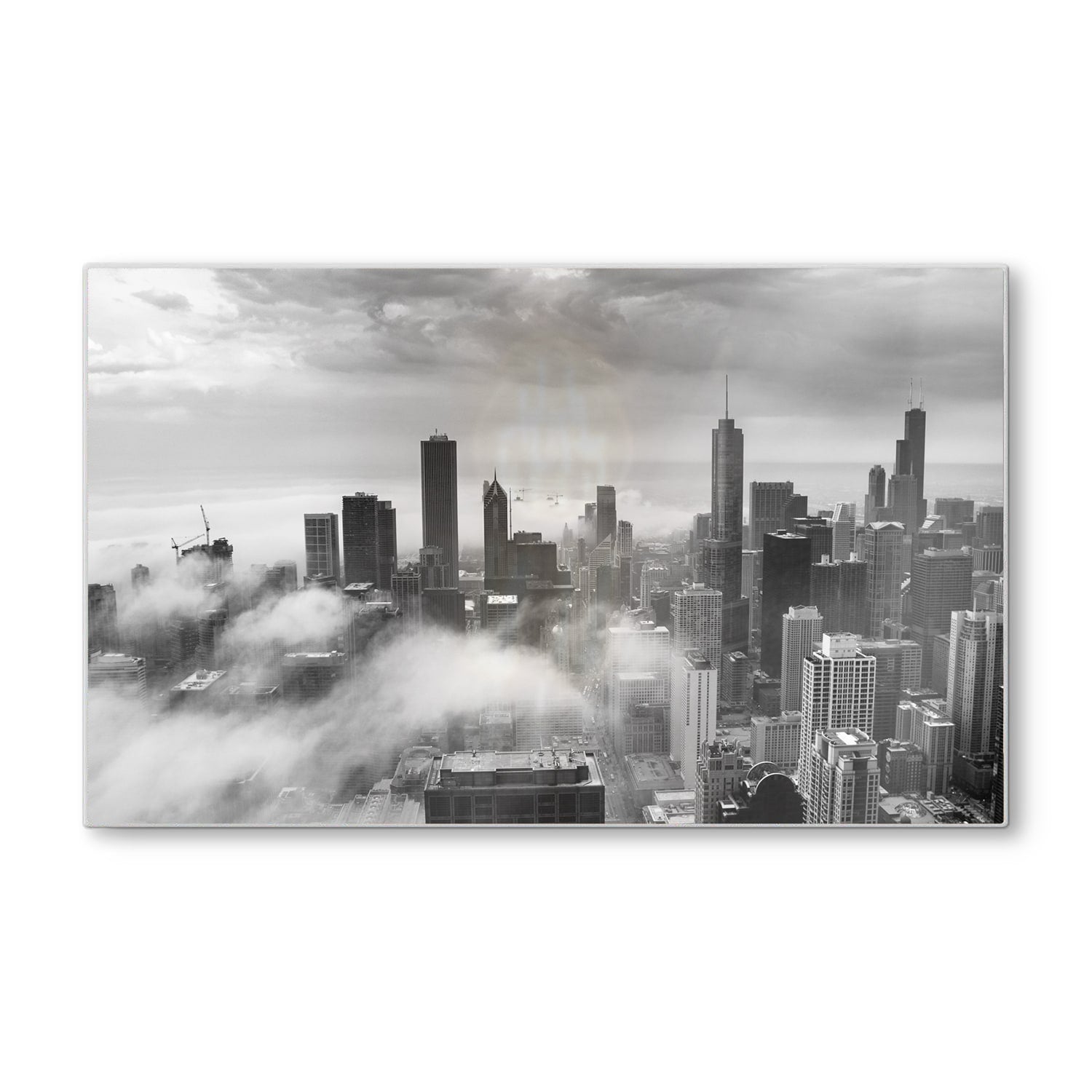 Schneidebrett - Chicago Skyline im Nebel