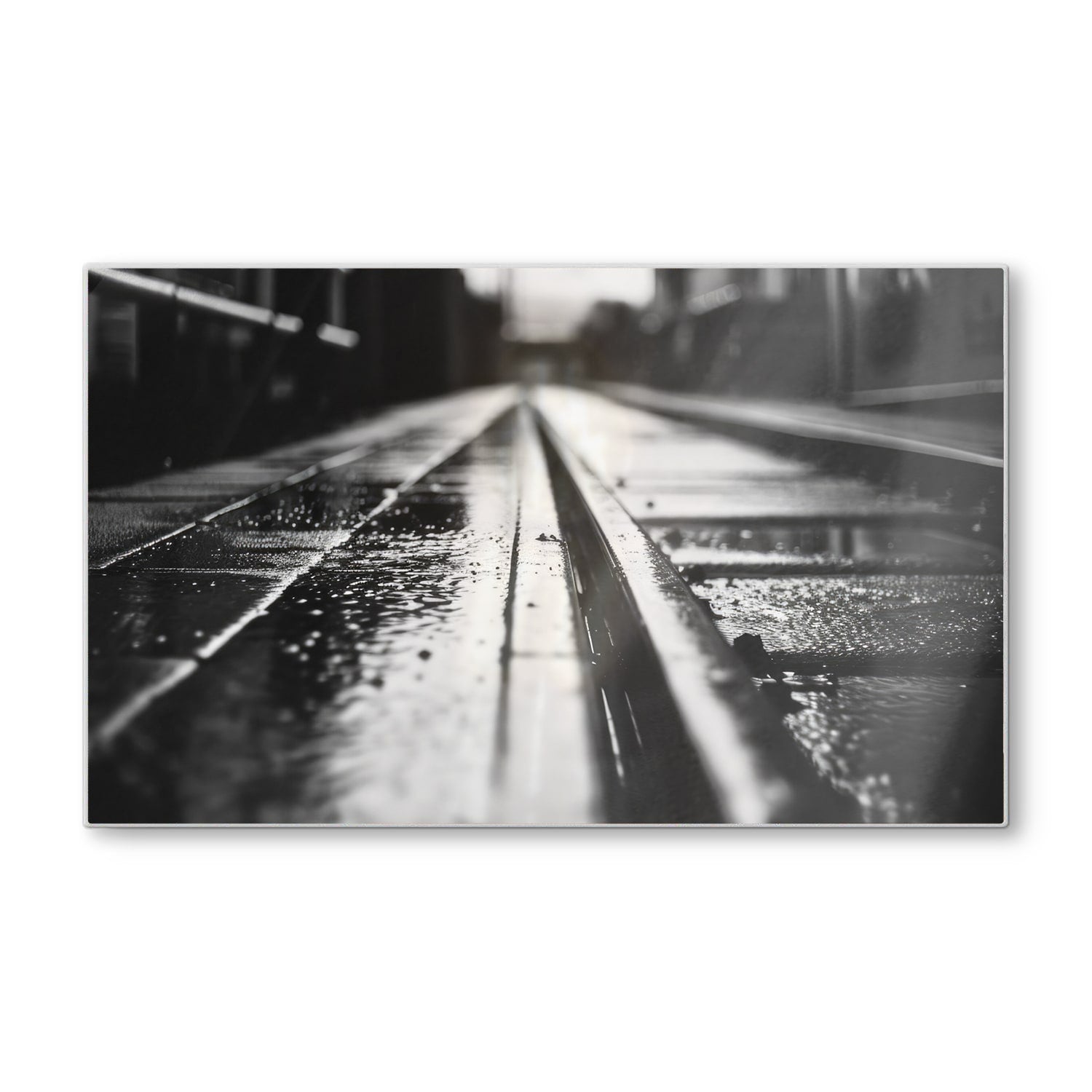 Schneidebrett - Schwarz-weiß Bahngleis