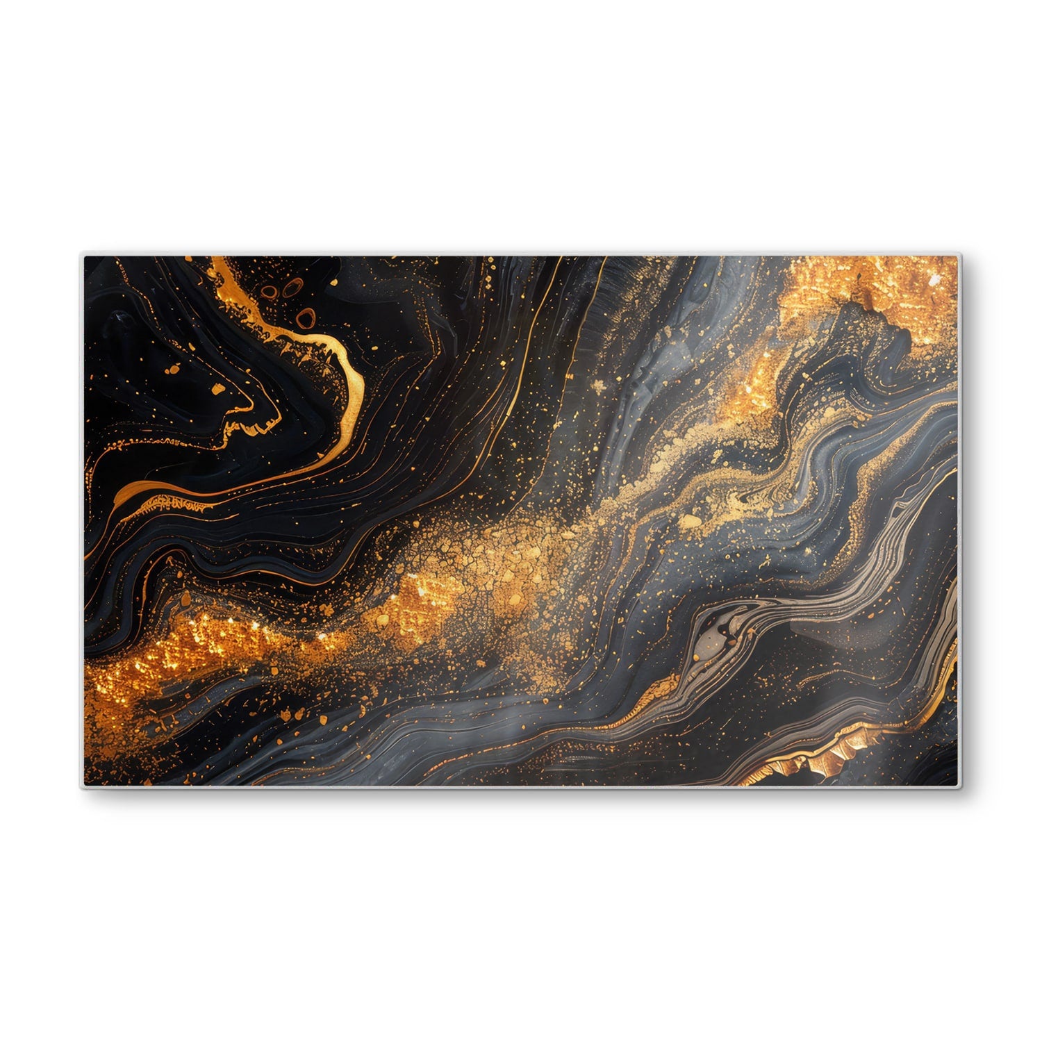 Schneidebrett - Schwarz/Gold-Marmor-Textur
