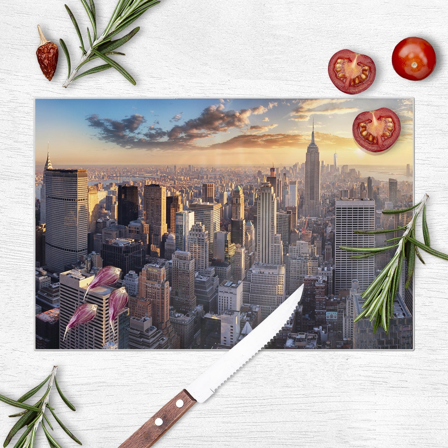 Schneidebrett - Sonnenuntergang über New York City