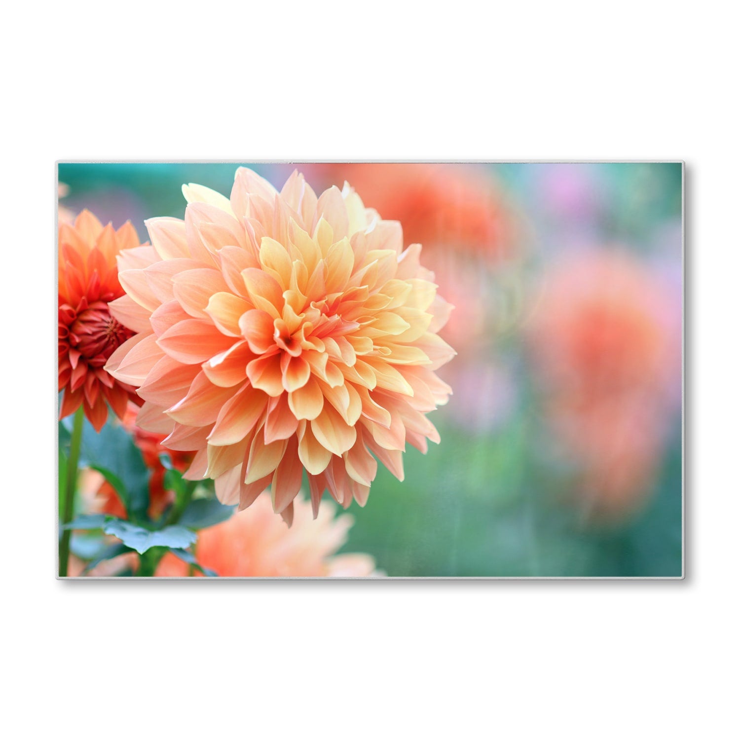 Schneidebrett - Rosa/Gelbe Dahlie