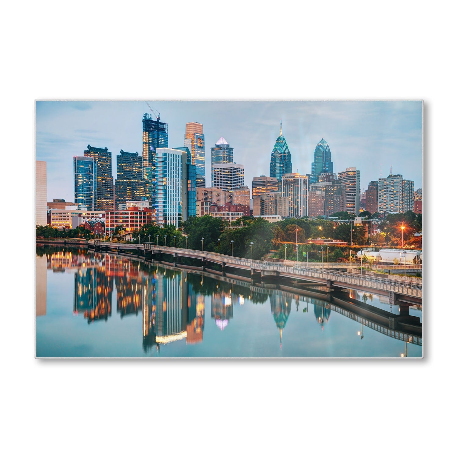 Schneidebrett - Philadelphia Skyline bei Nacht