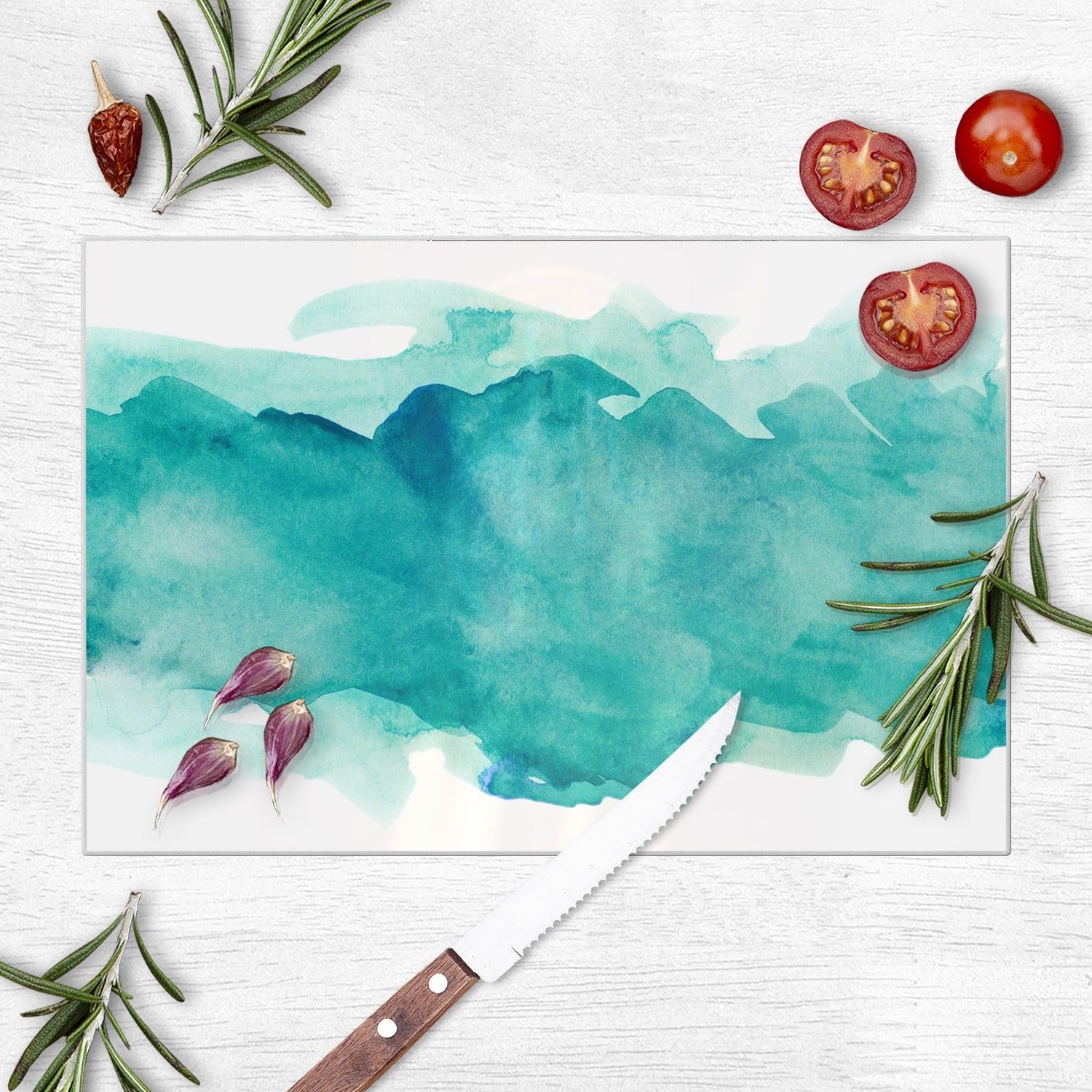 Schneidebrett - Grüner Aquarellstreifen