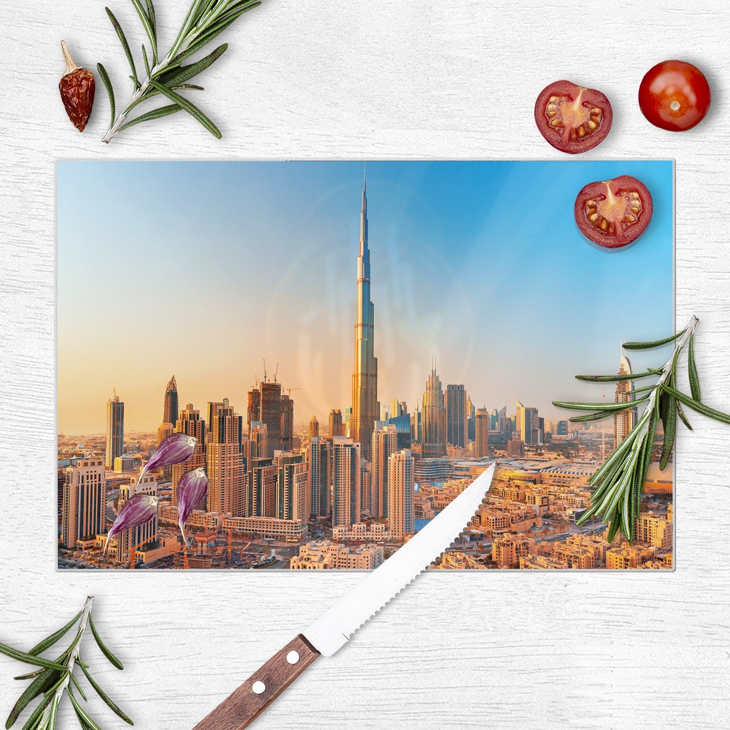 Schneidebrett - Sonnenuntergang in Dubai