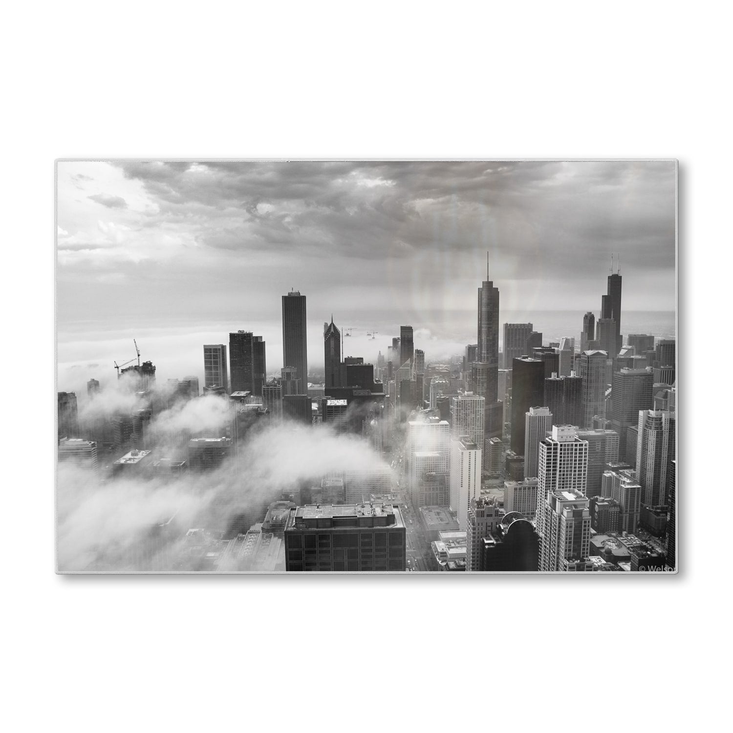 Schneidebrett - Chicago Skyline im Nebel