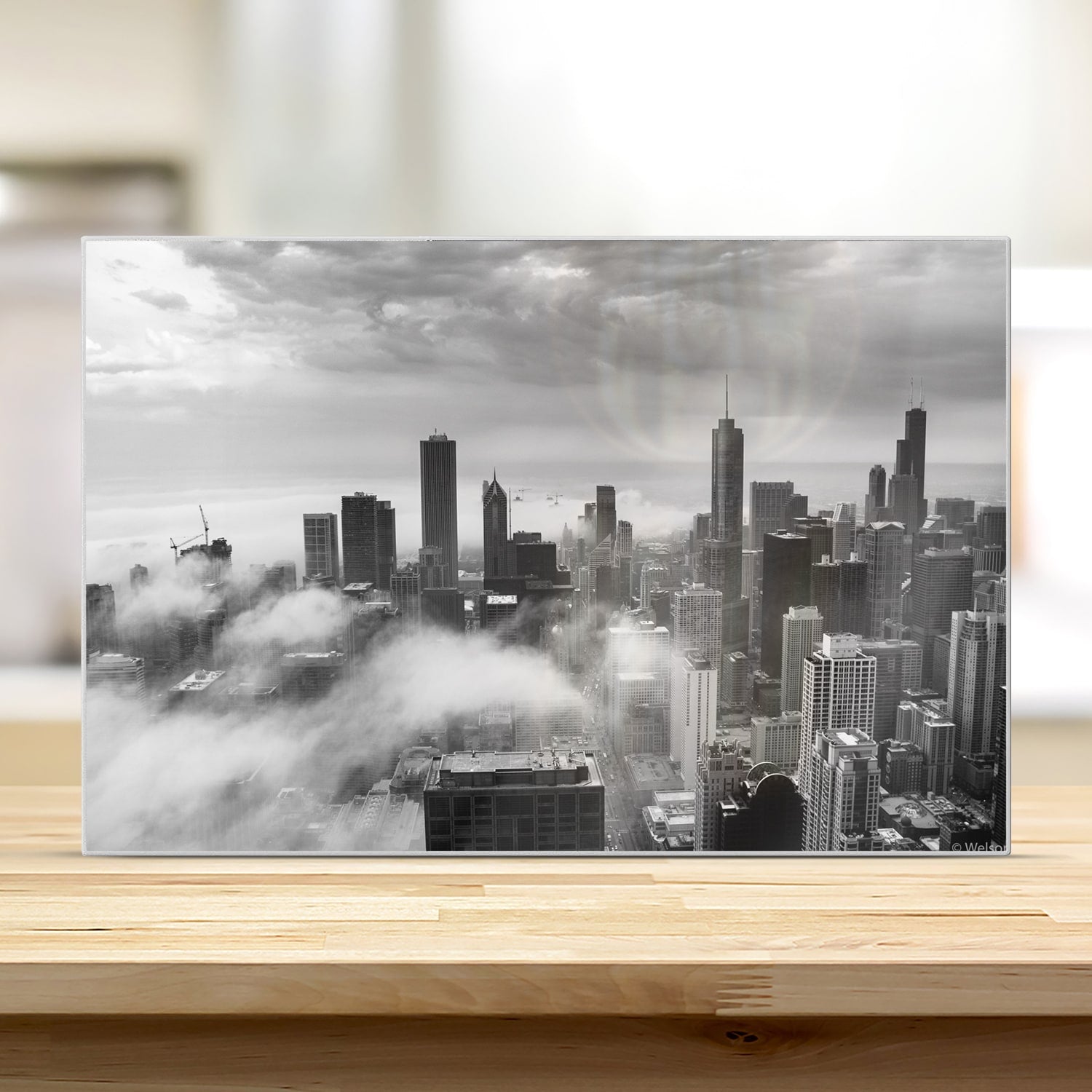 Schneidebrett - Chicago Skyline im Nebel