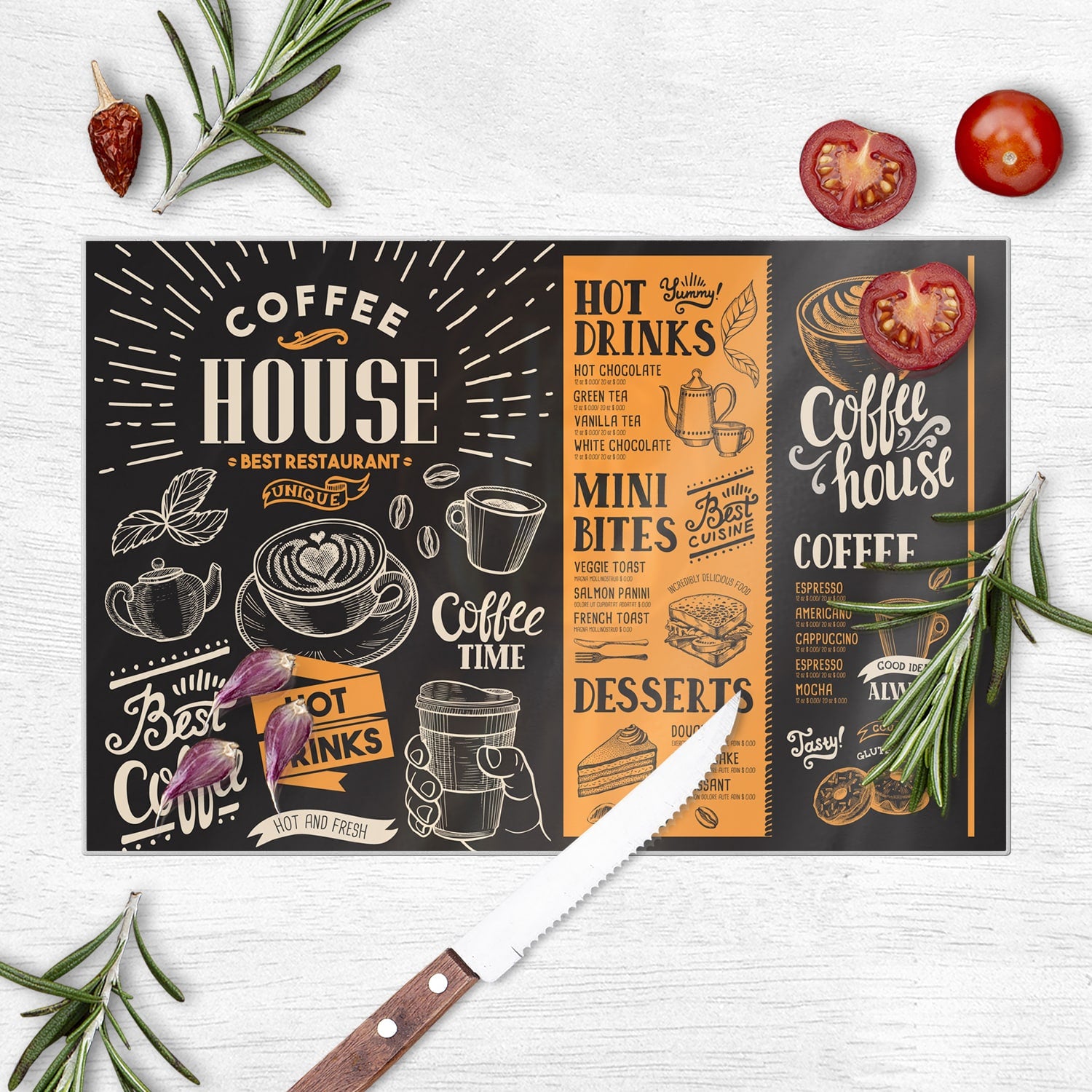 Schneidebrett - Kaffee-Flyer