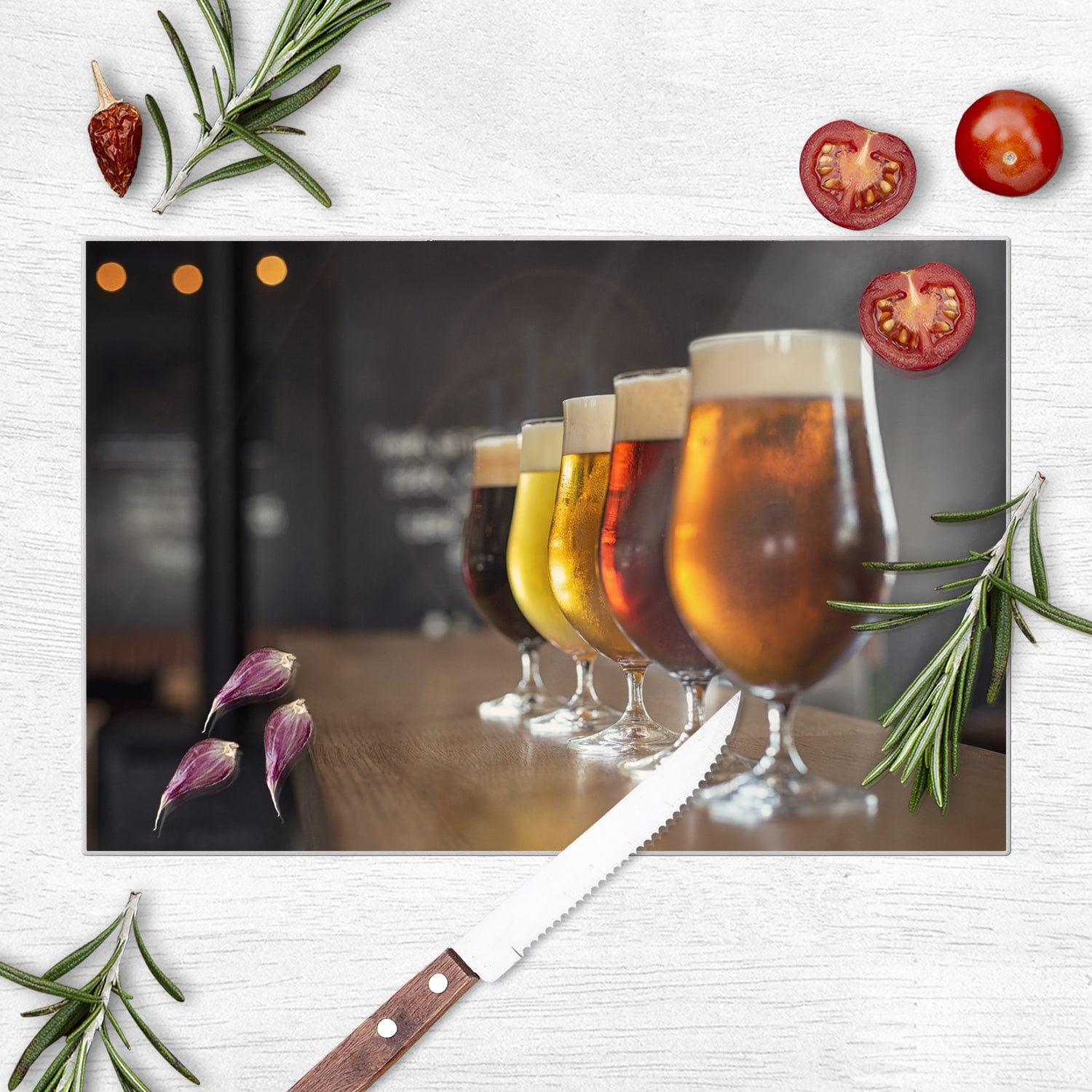 Schneidebrett - Verschiedene Biere