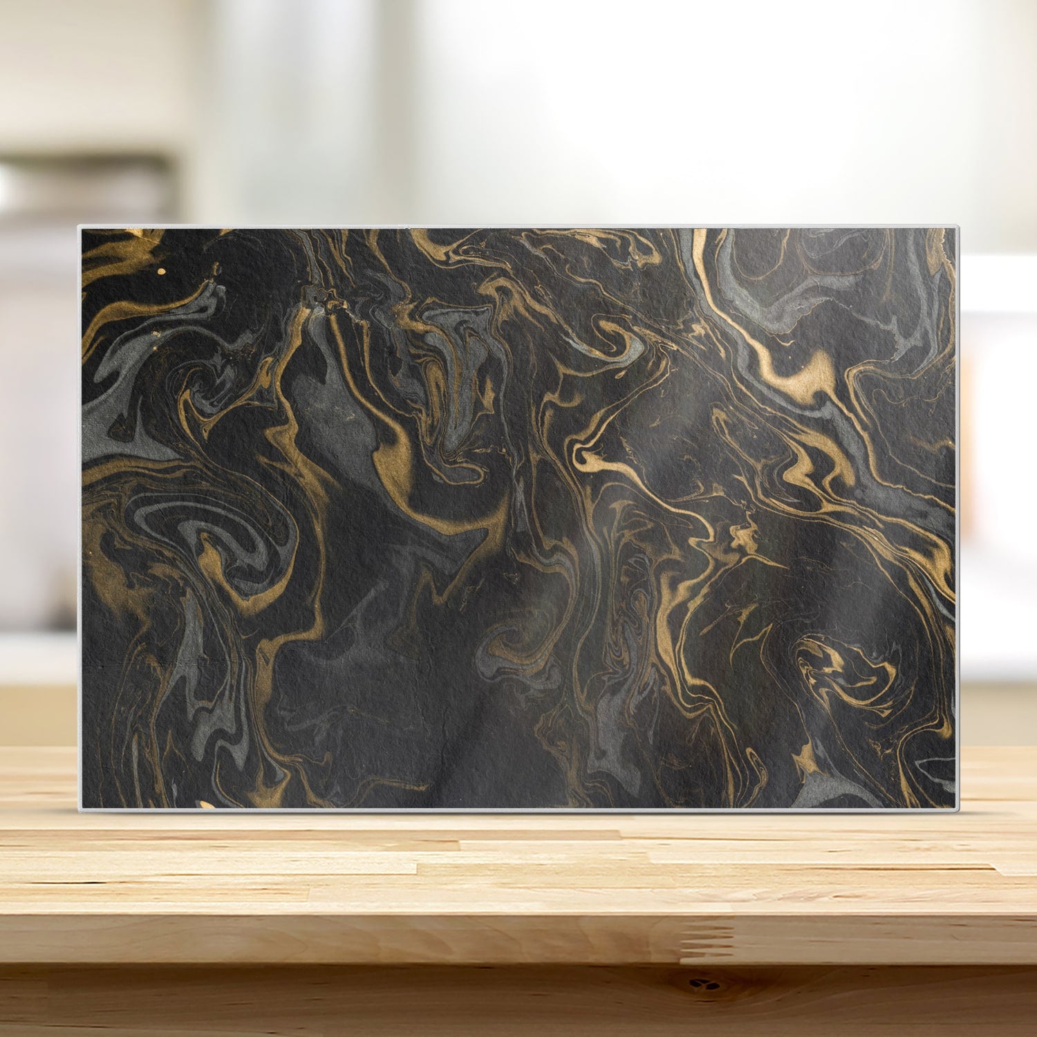 Schneidebrett - Schwarz-Gold-Marmormuster