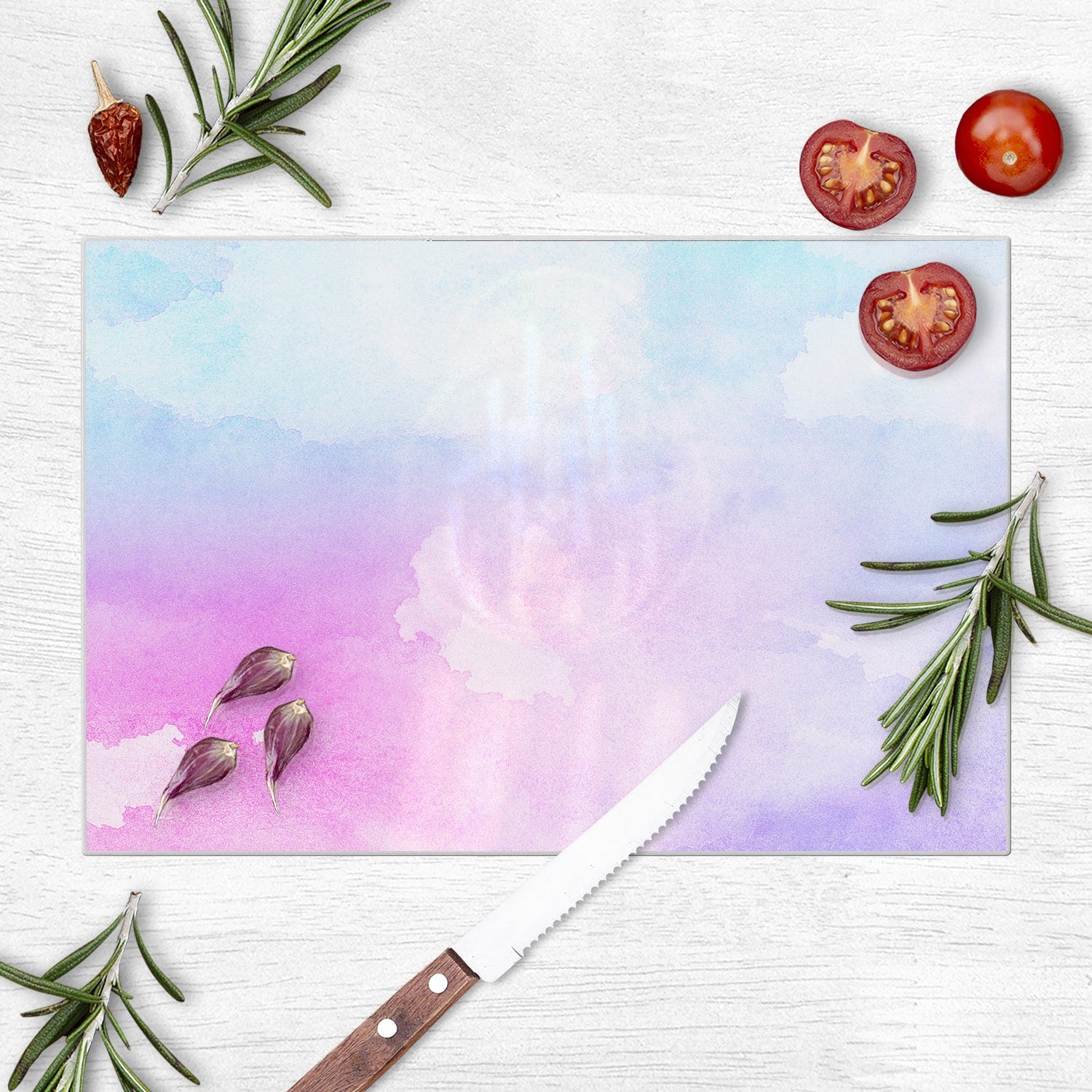 Schneidebrett - Rosa-blaue Aquarellfarbe
