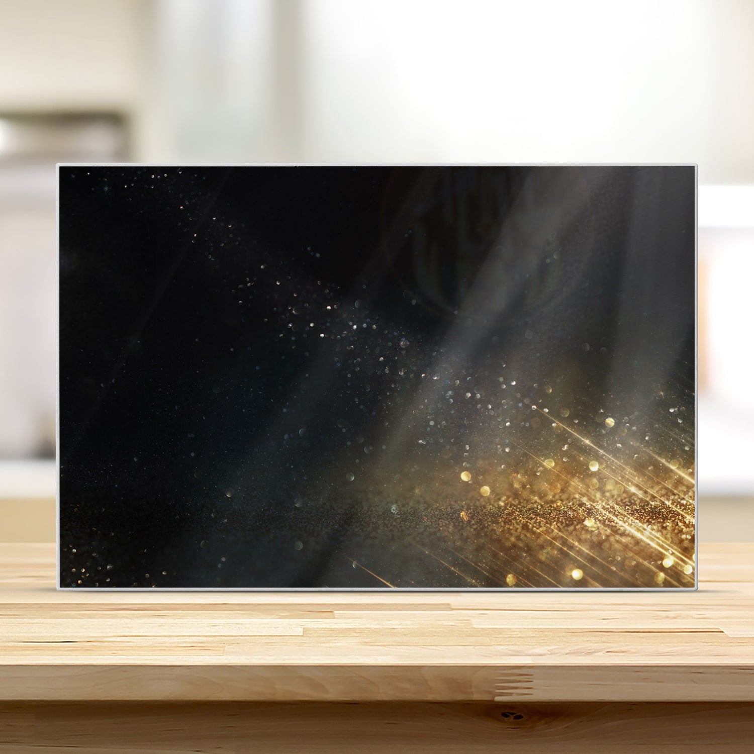 Schneidebrett - Schwarz-goldener Glitzerhintergrund