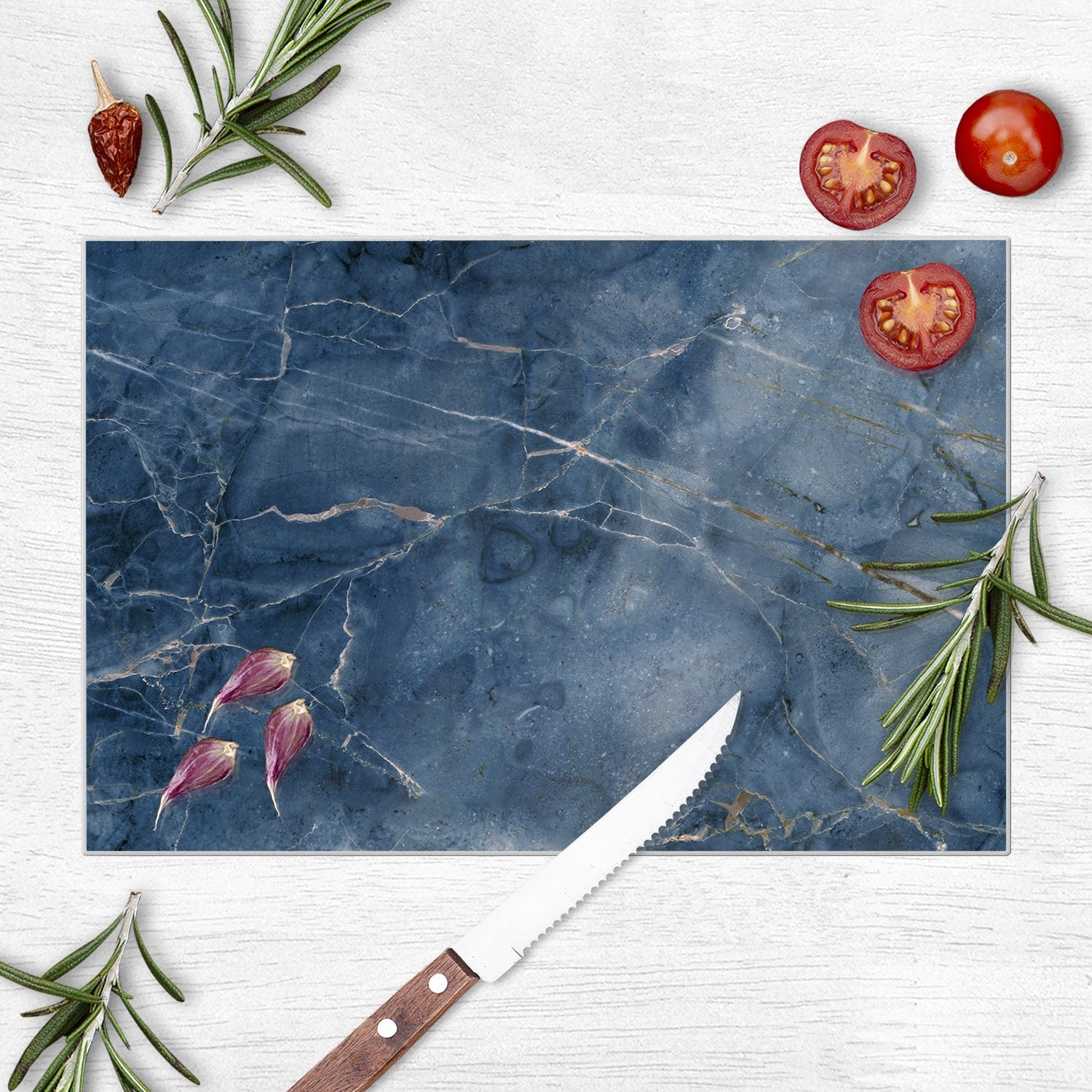 Schneidebrett - Ozeanblauer Marmor