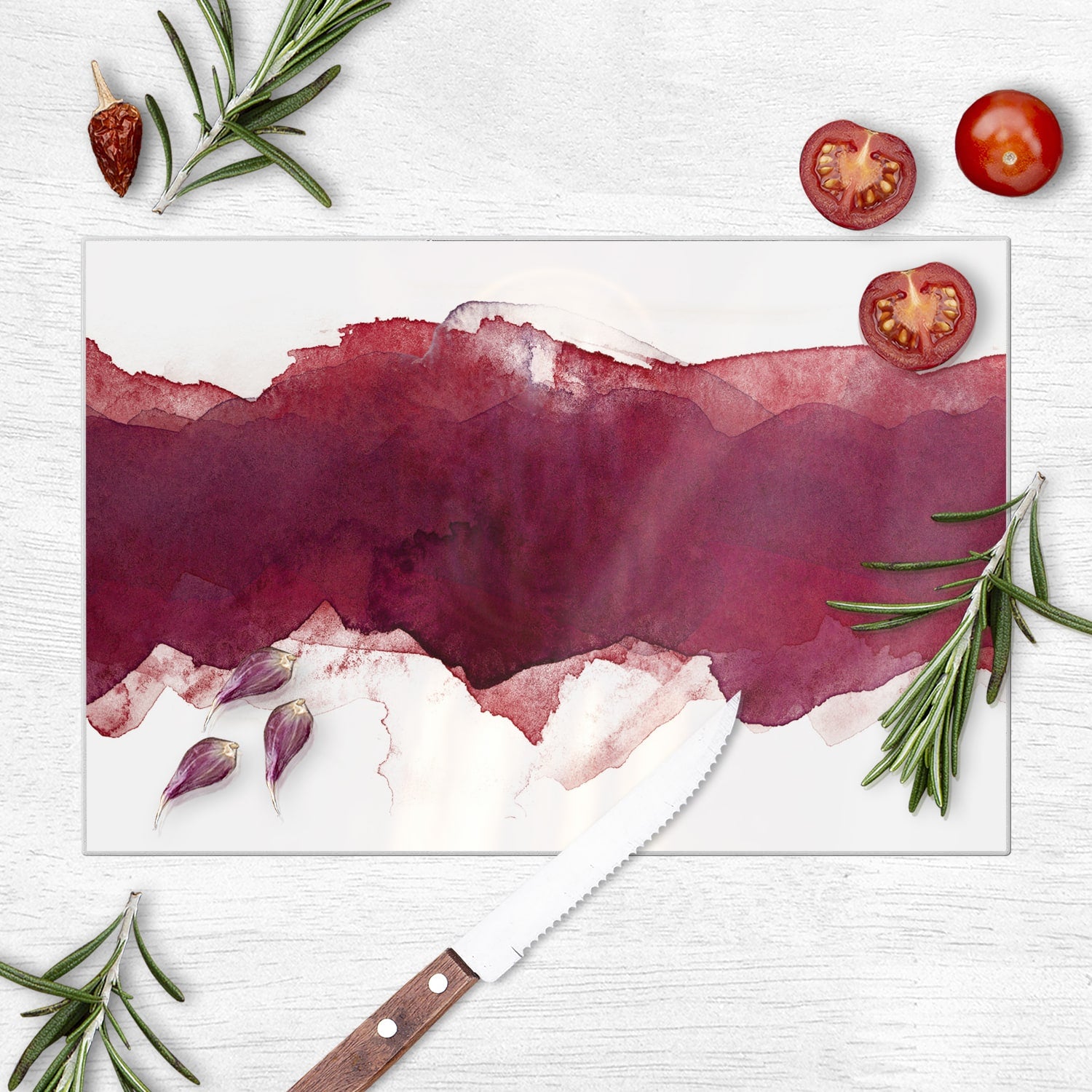 Schneidebrett - Roter Aquarellstreifen