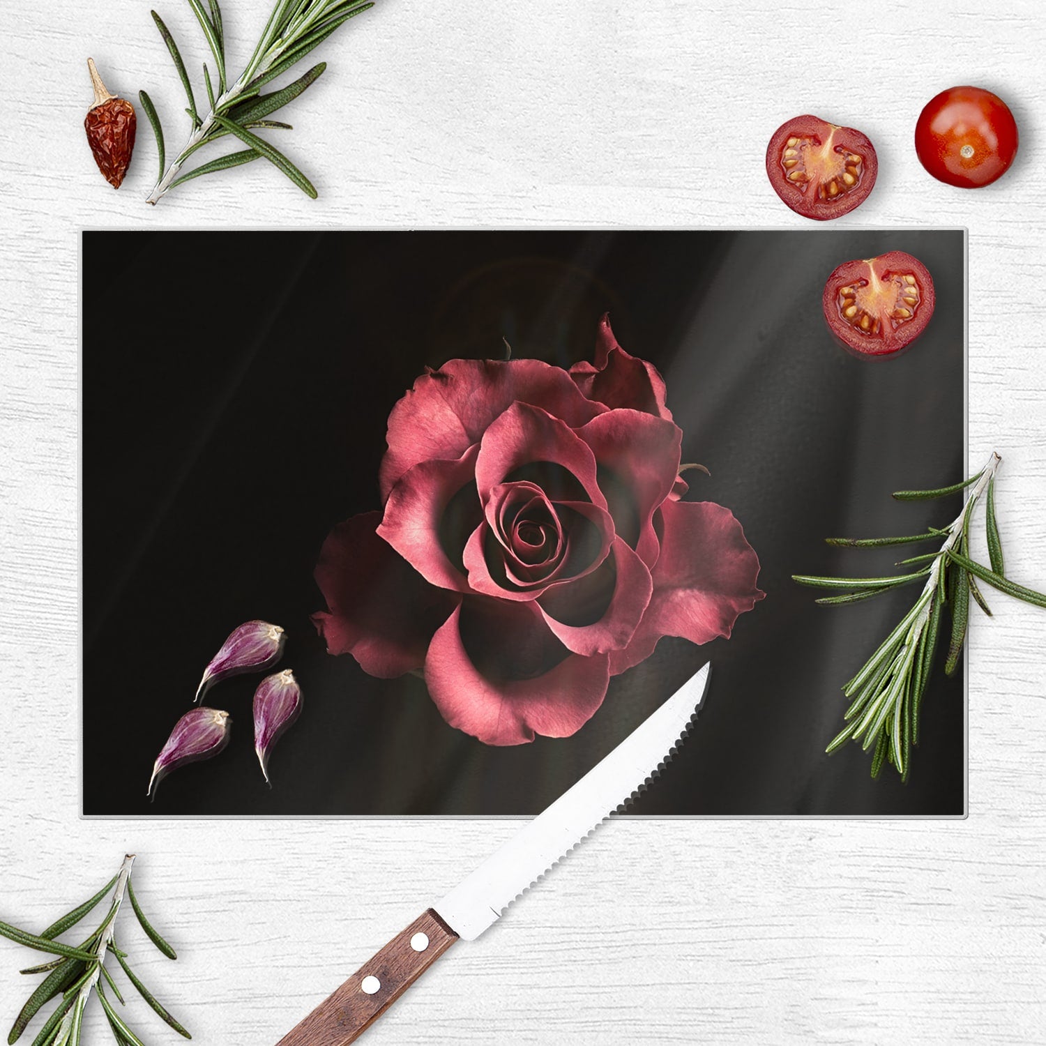 Schneidebrett - Samtige Rose