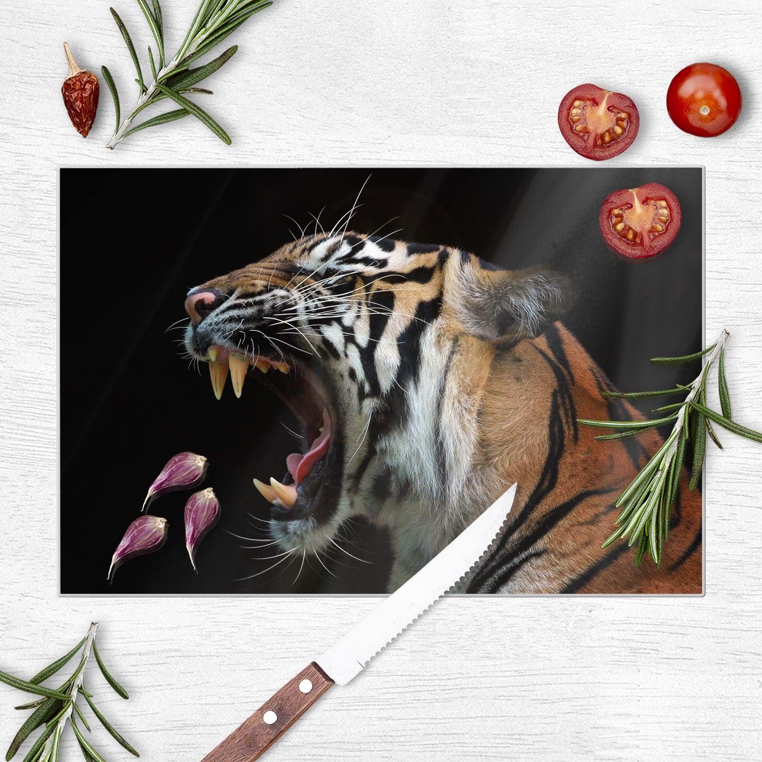 Schneidebrett - Kopf des Sumatra-Tigers