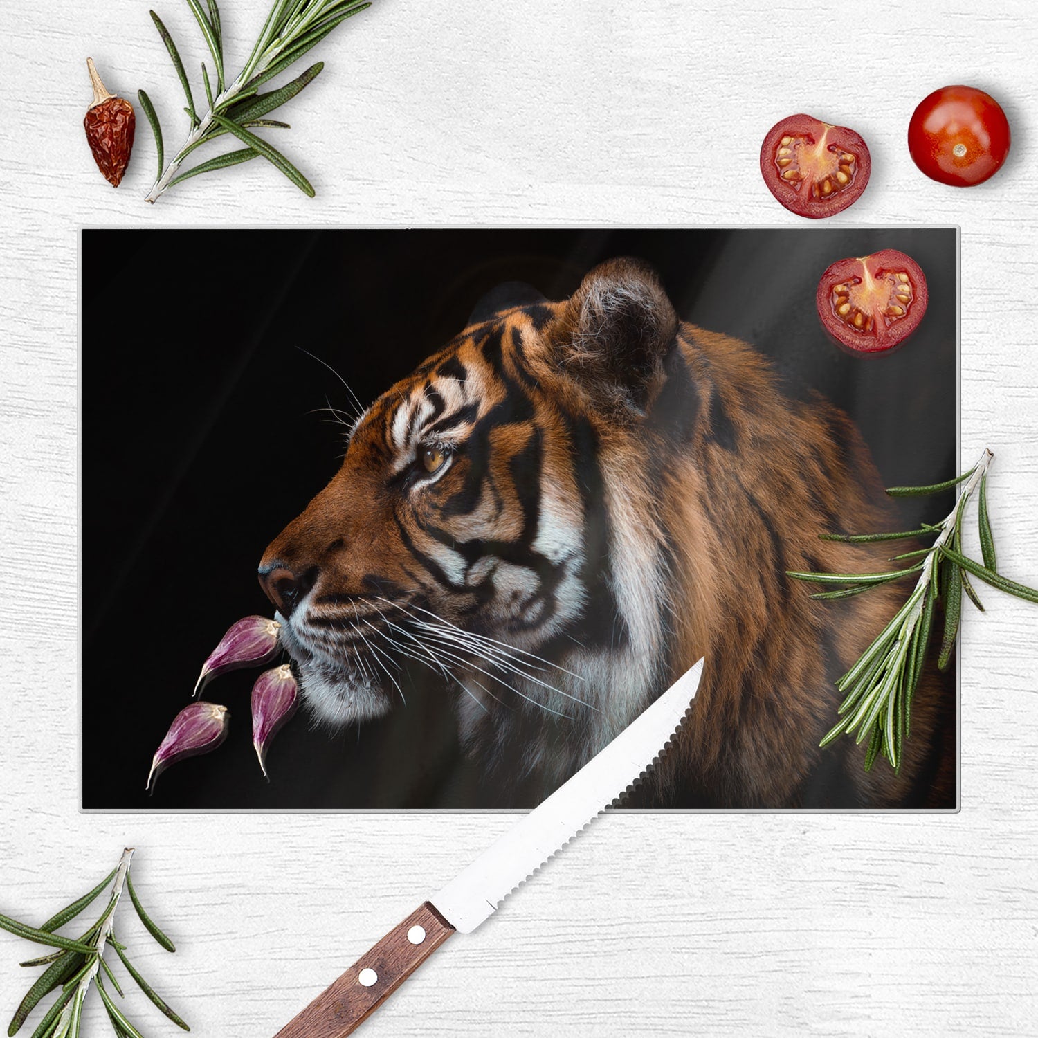 Schneidebrett - Tiger-Seitenporträt