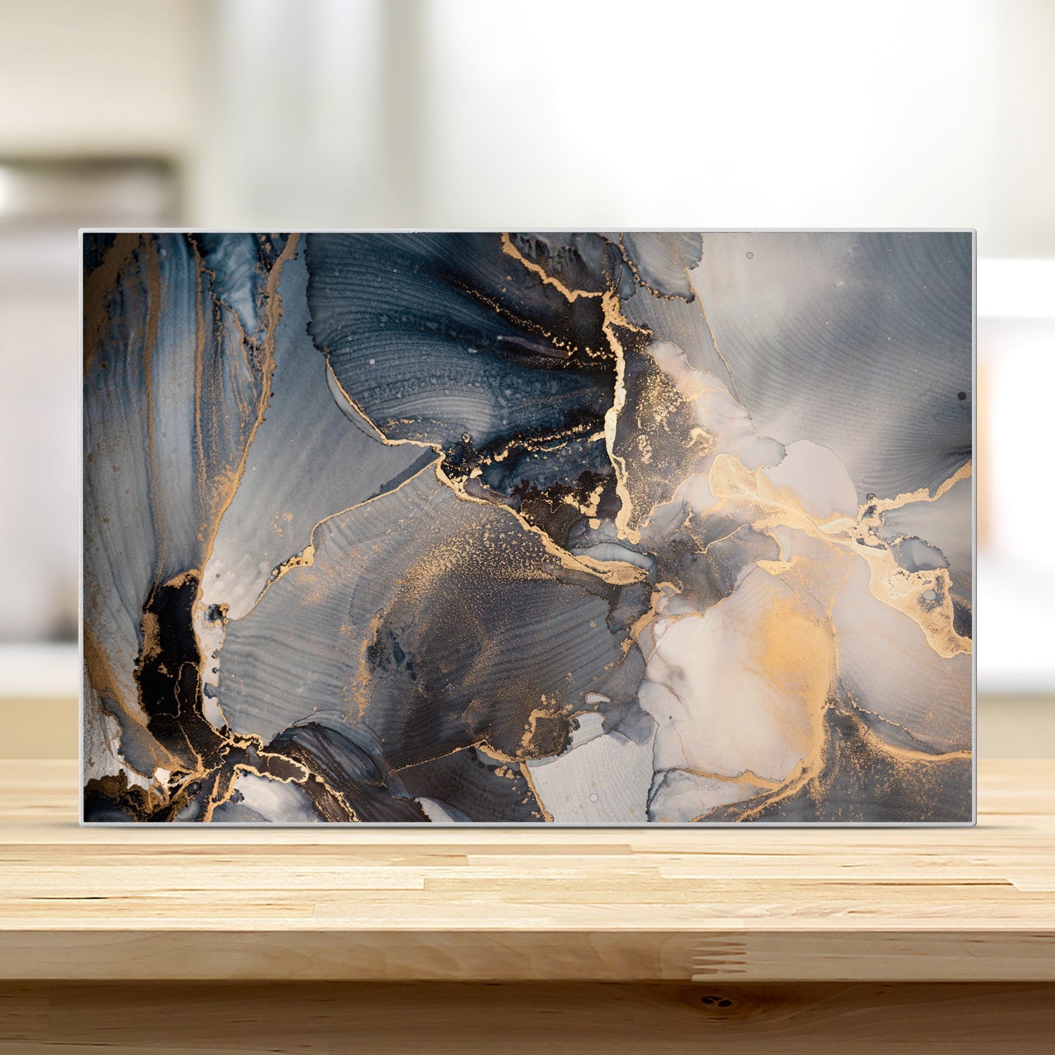 Schneidebrett - Schwarz-Gold-abstrakte Kunst