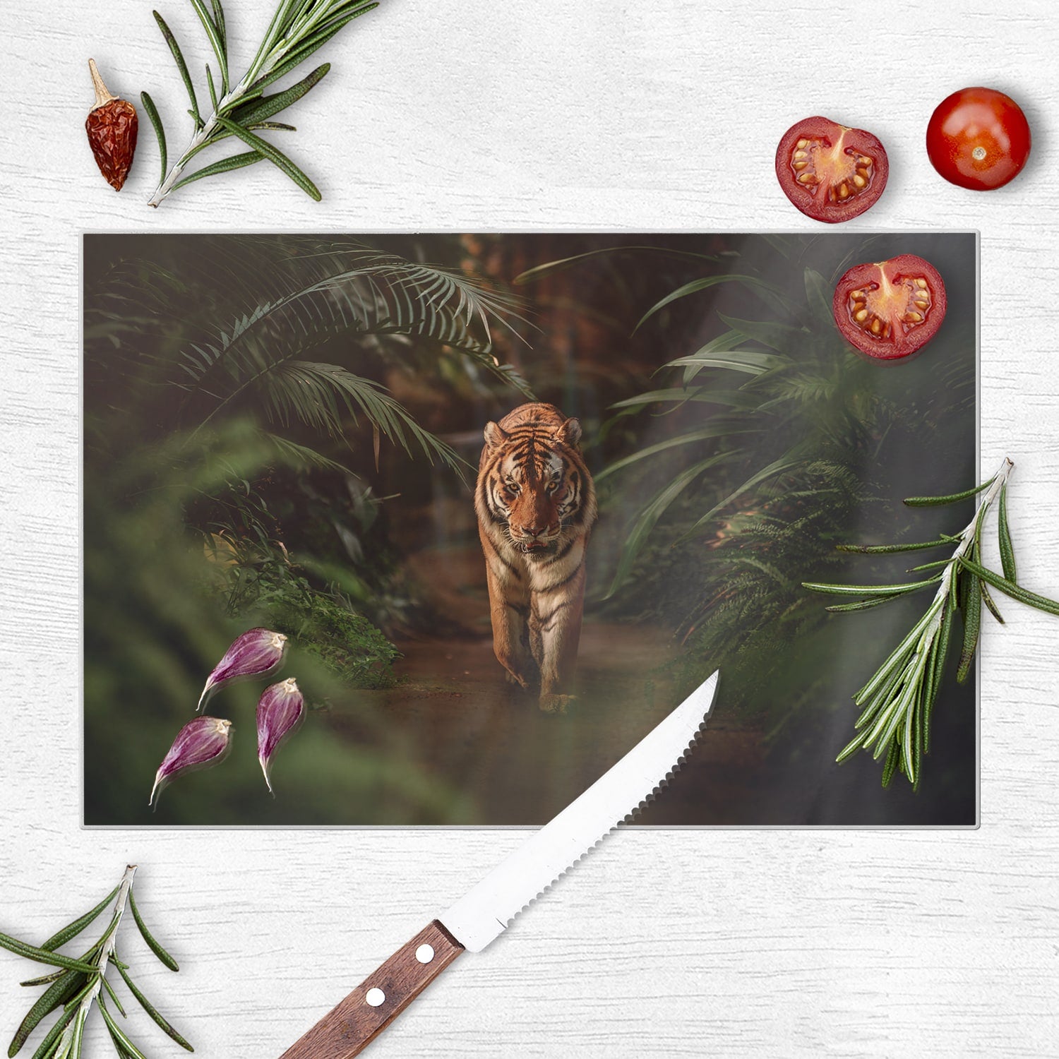 Schneidebrett - Tiger im Wald