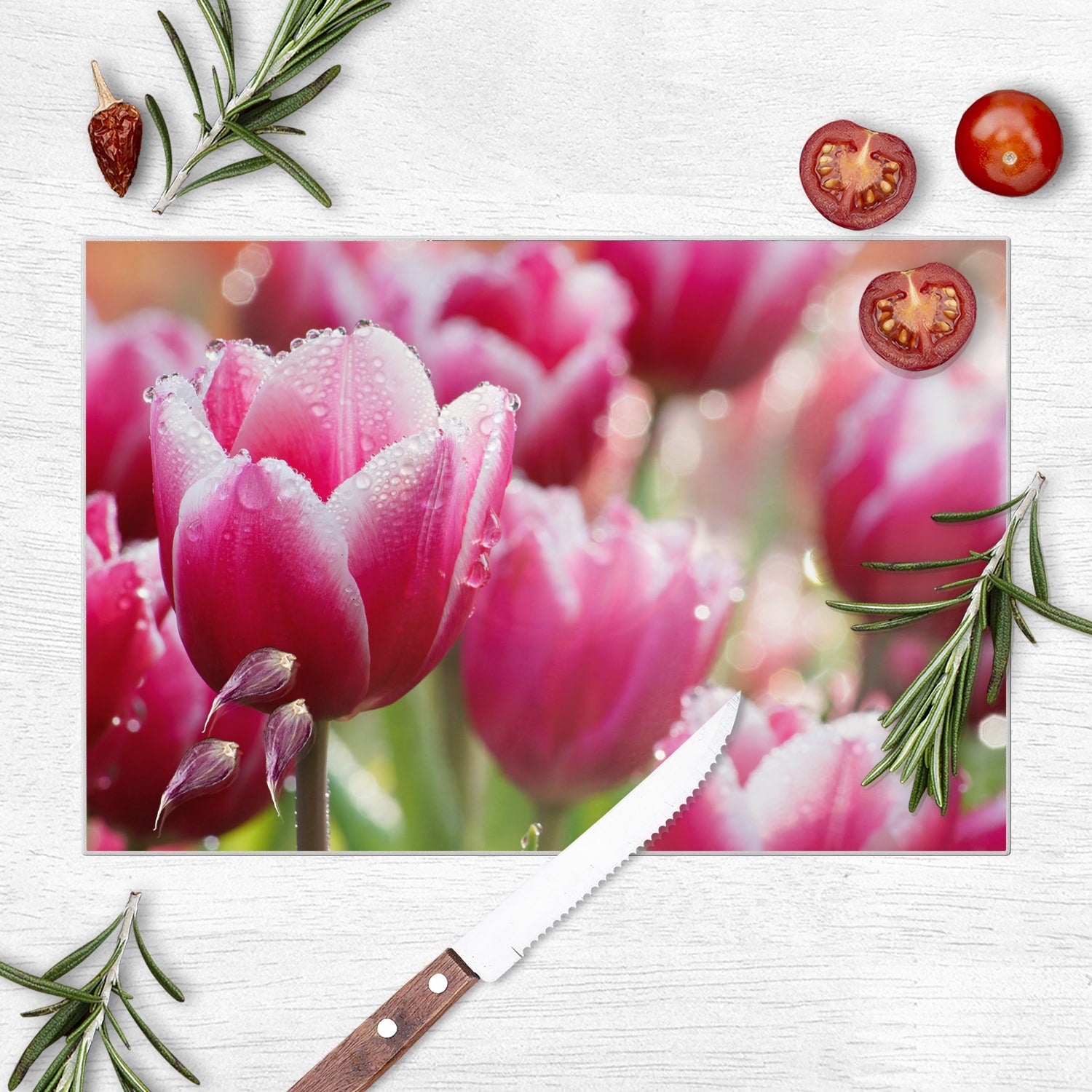 Schneidebrett - Nasse Tulpen