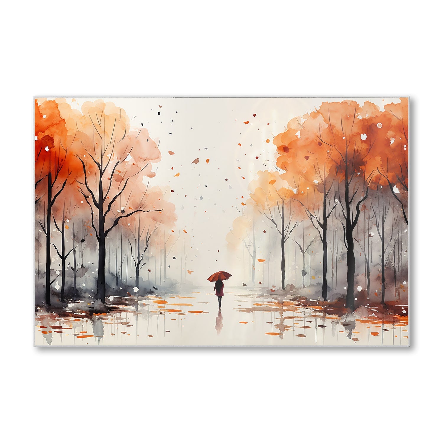 Schneidebrett - Aquarell-Herbstpark-Gemälde