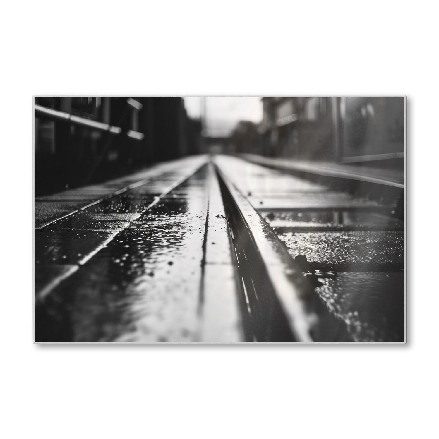 Schneidebrett - Schwarz-weiß Bahngleis