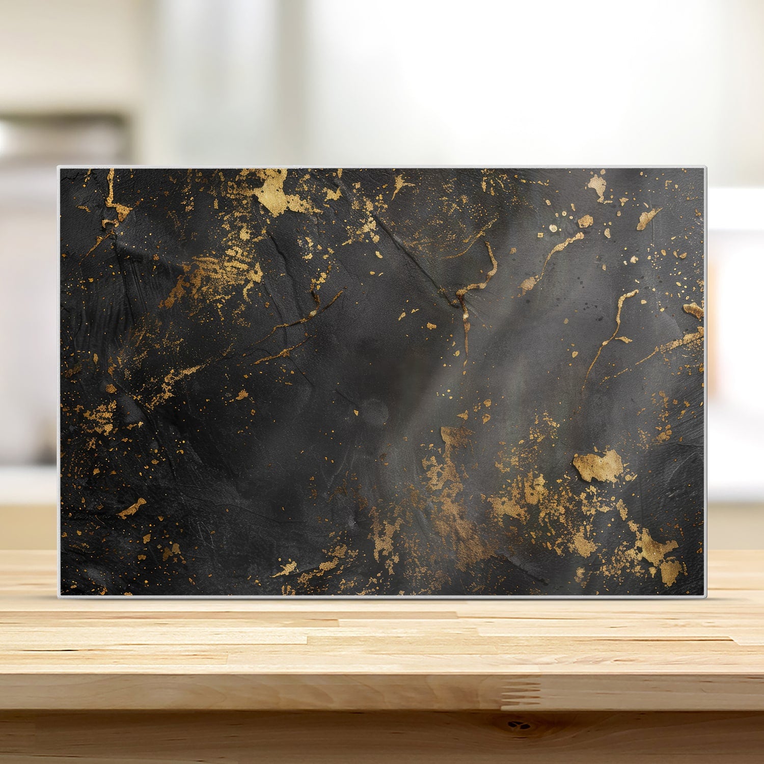 Schneidebrett - Schwarz/Gold raue Textur