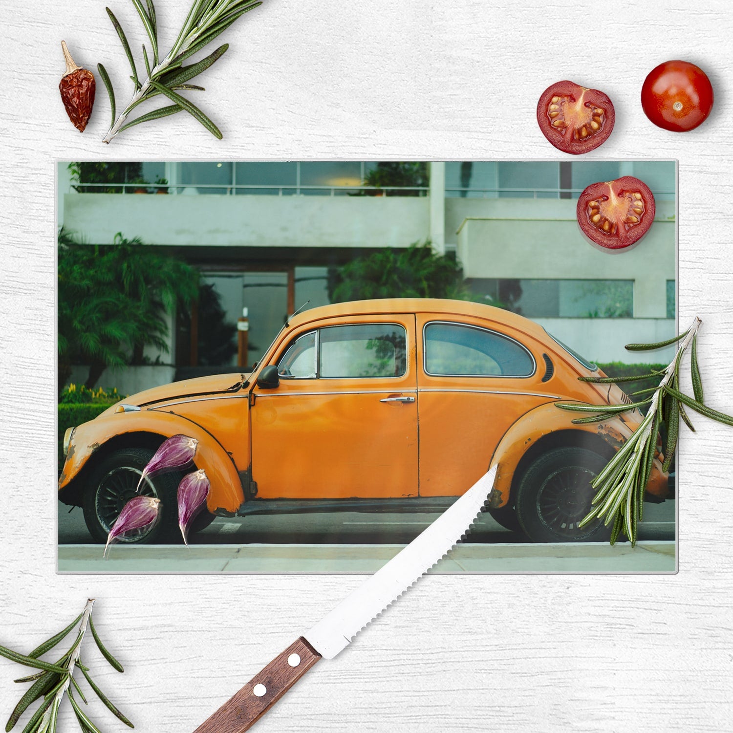 Schneidebrett - Gelber VW Käfer