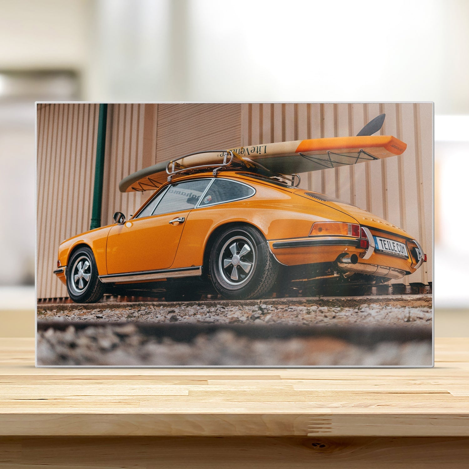 Schneidebrett - Porsche mit Surfbrett
