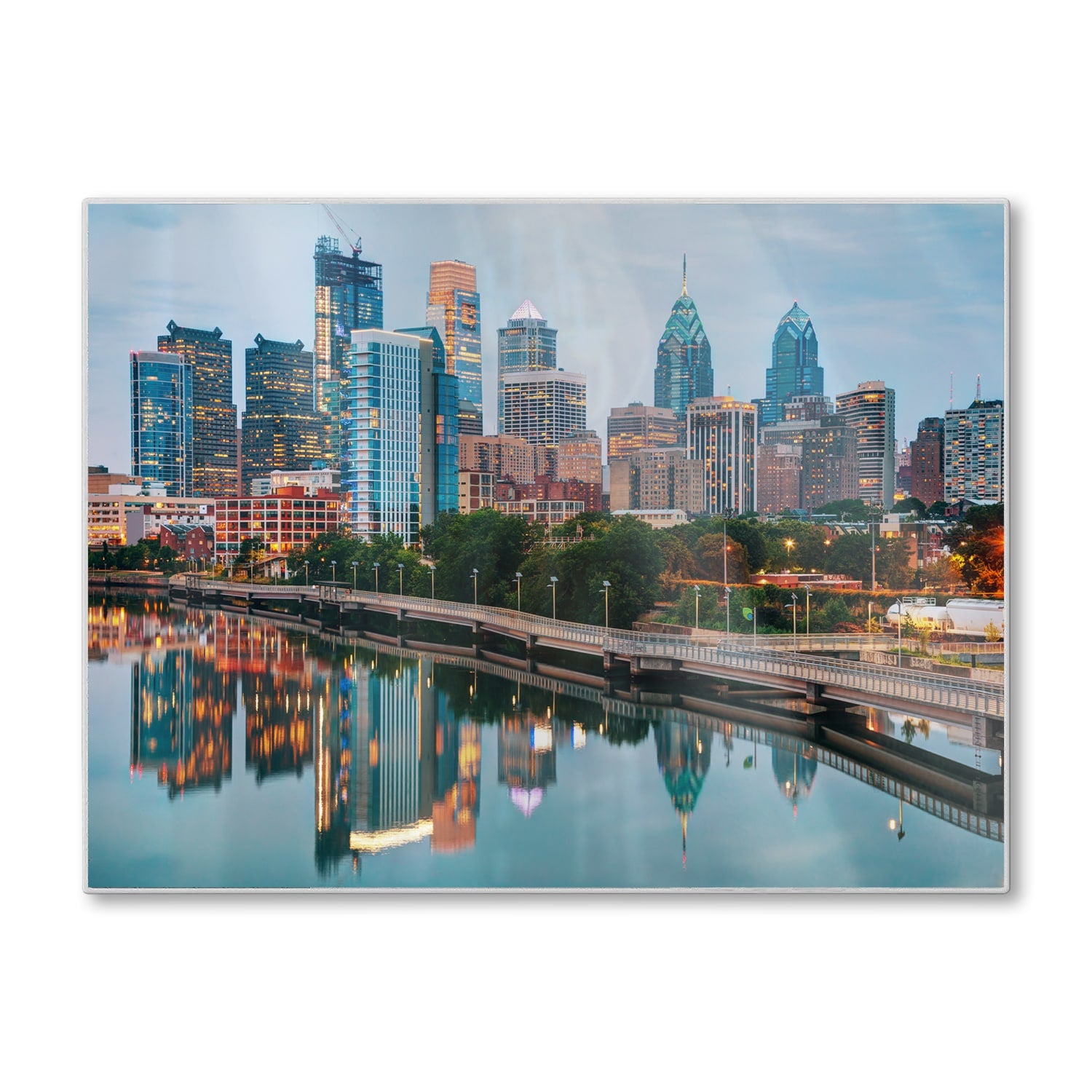 Schneidebrett - Philadelphia Skyline bei Nacht