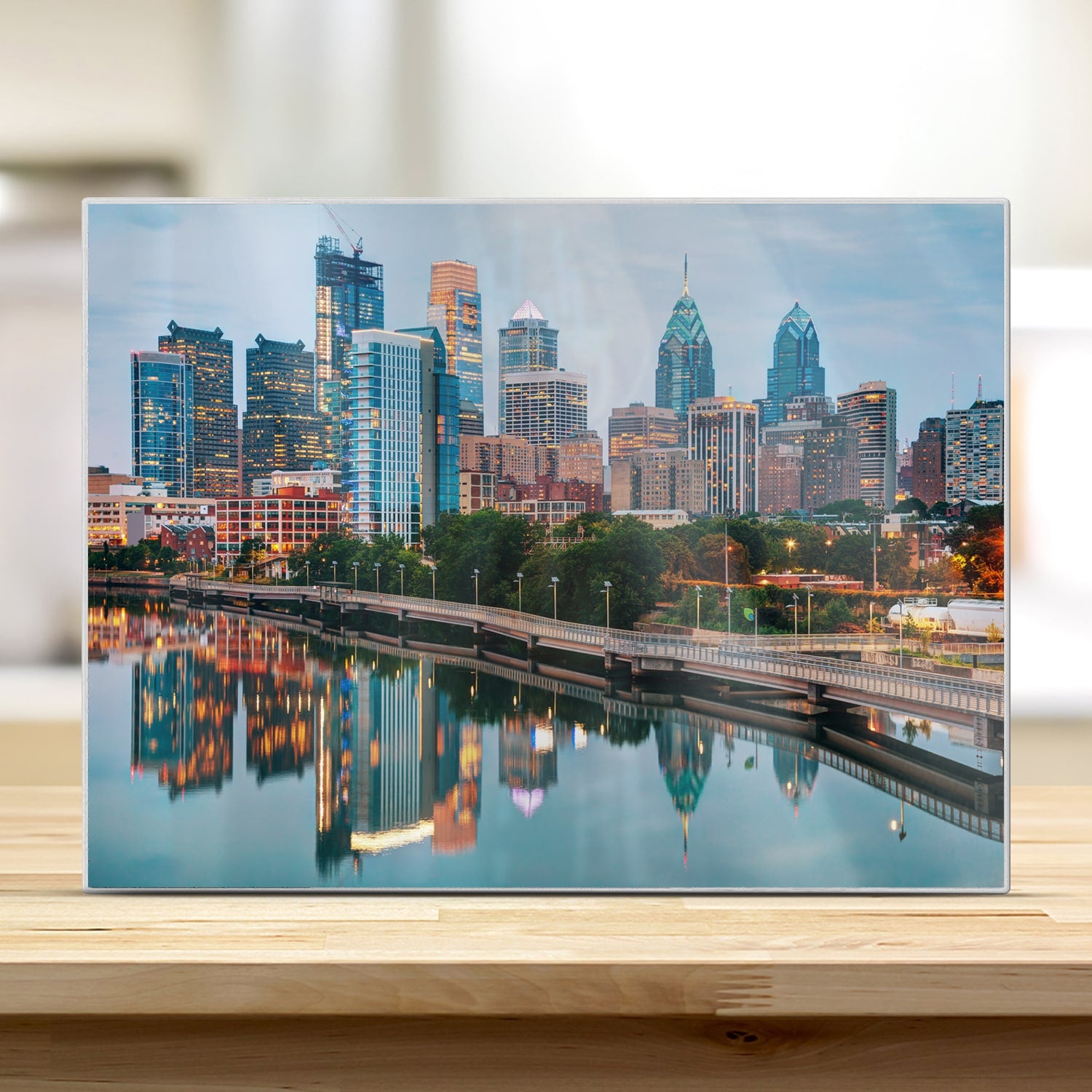 Schneidebrett - Philadelphia Skyline bei Nacht
