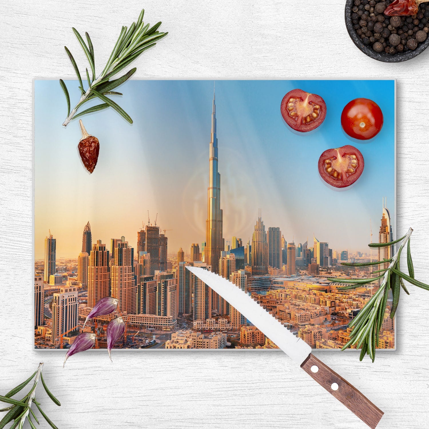Schneidebrett - Sonnenuntergang in Dubai