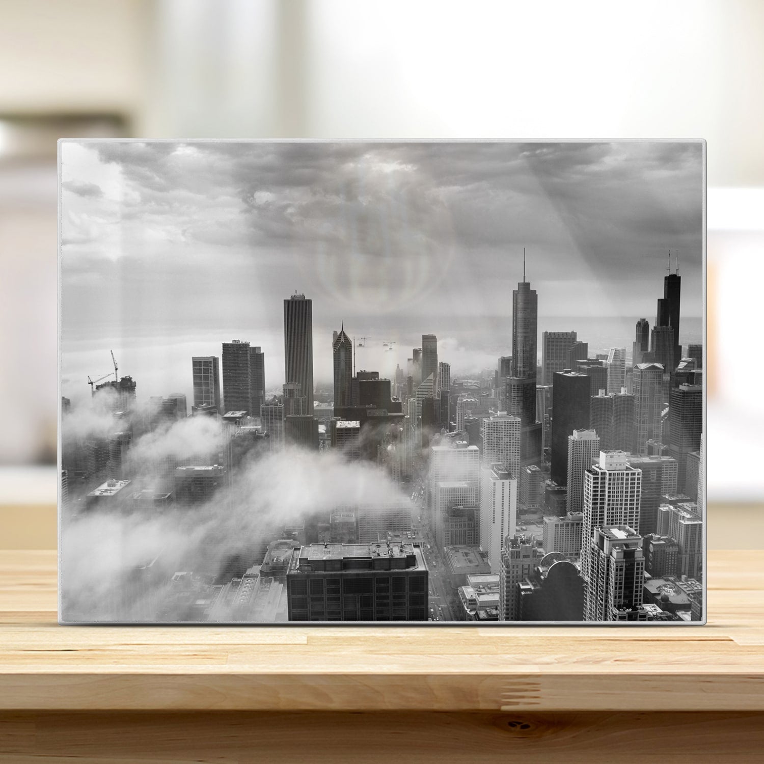 Schneidebrett - Chicago Skyline im Nebel