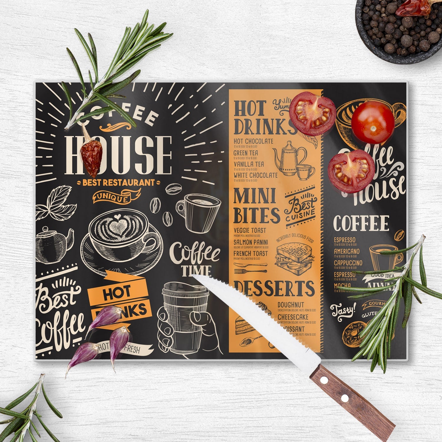 Schneidebrett - Kaffee-Flyer