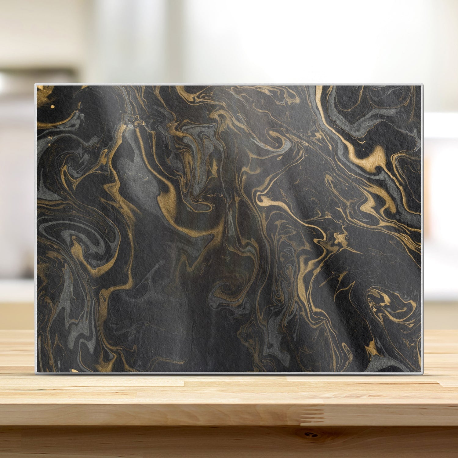 Schneidebrett - Schwarz-Gold-Marmormuster