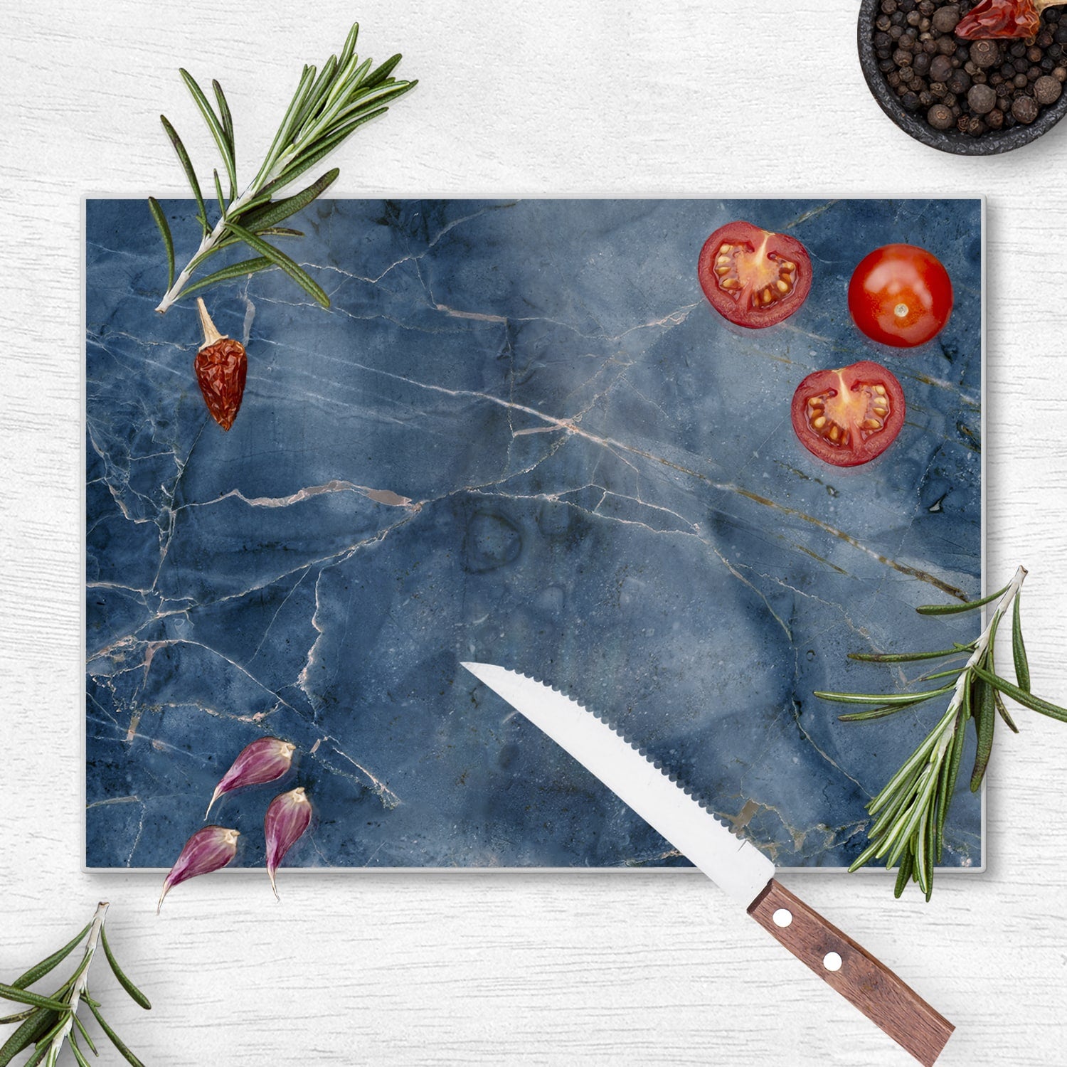Schneidebrett - Ozeanblauer Marmor