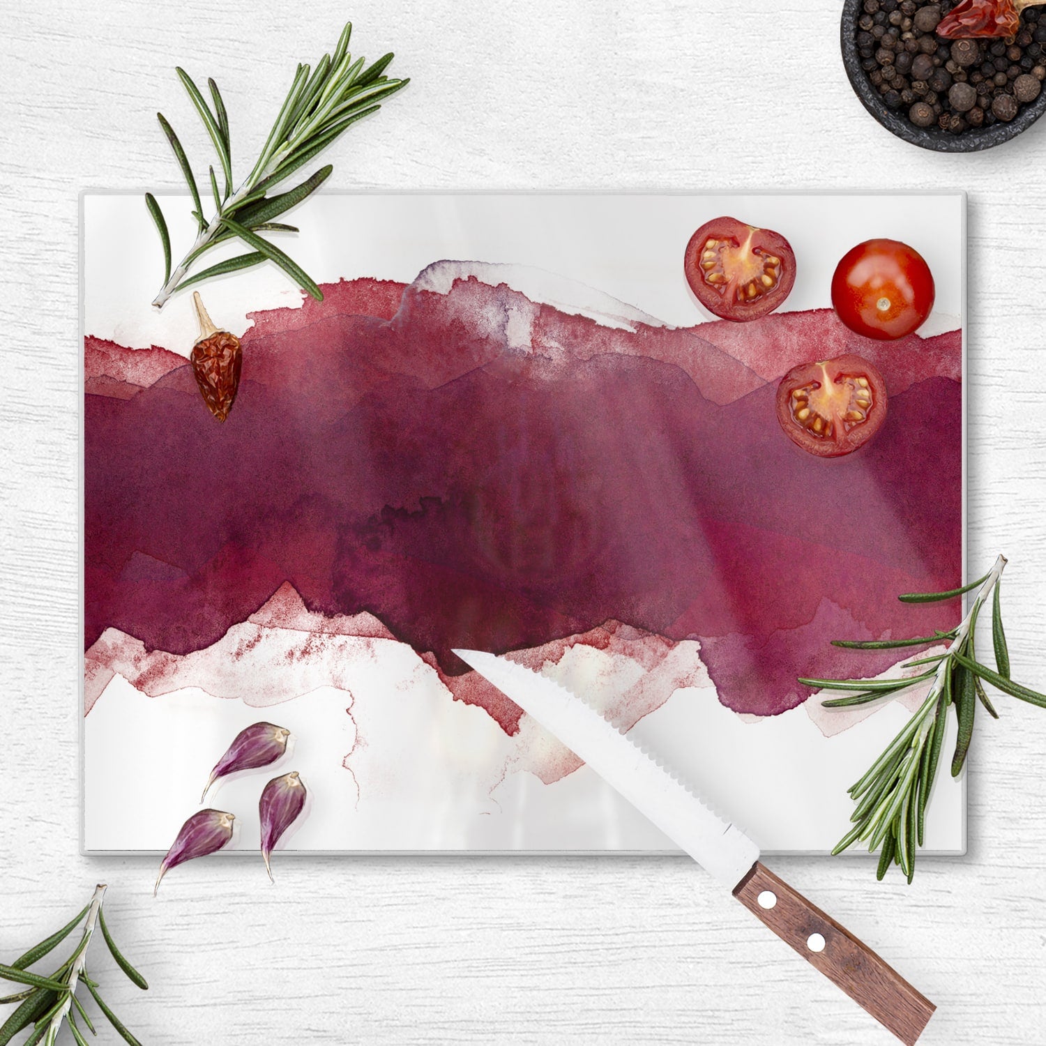Schneidebrett - Roter Aquarellstreifen