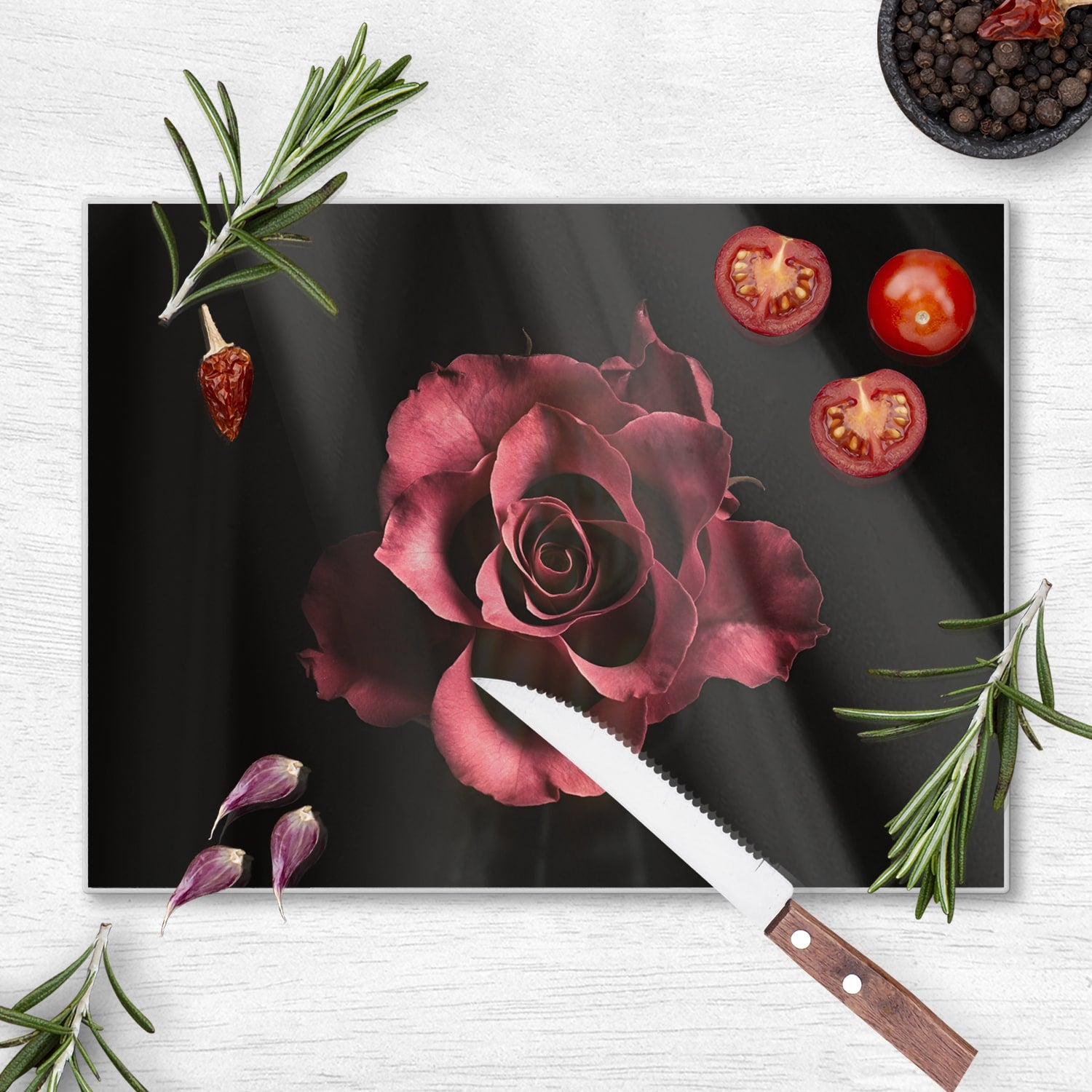 Schneidebrett - Samtige Rose