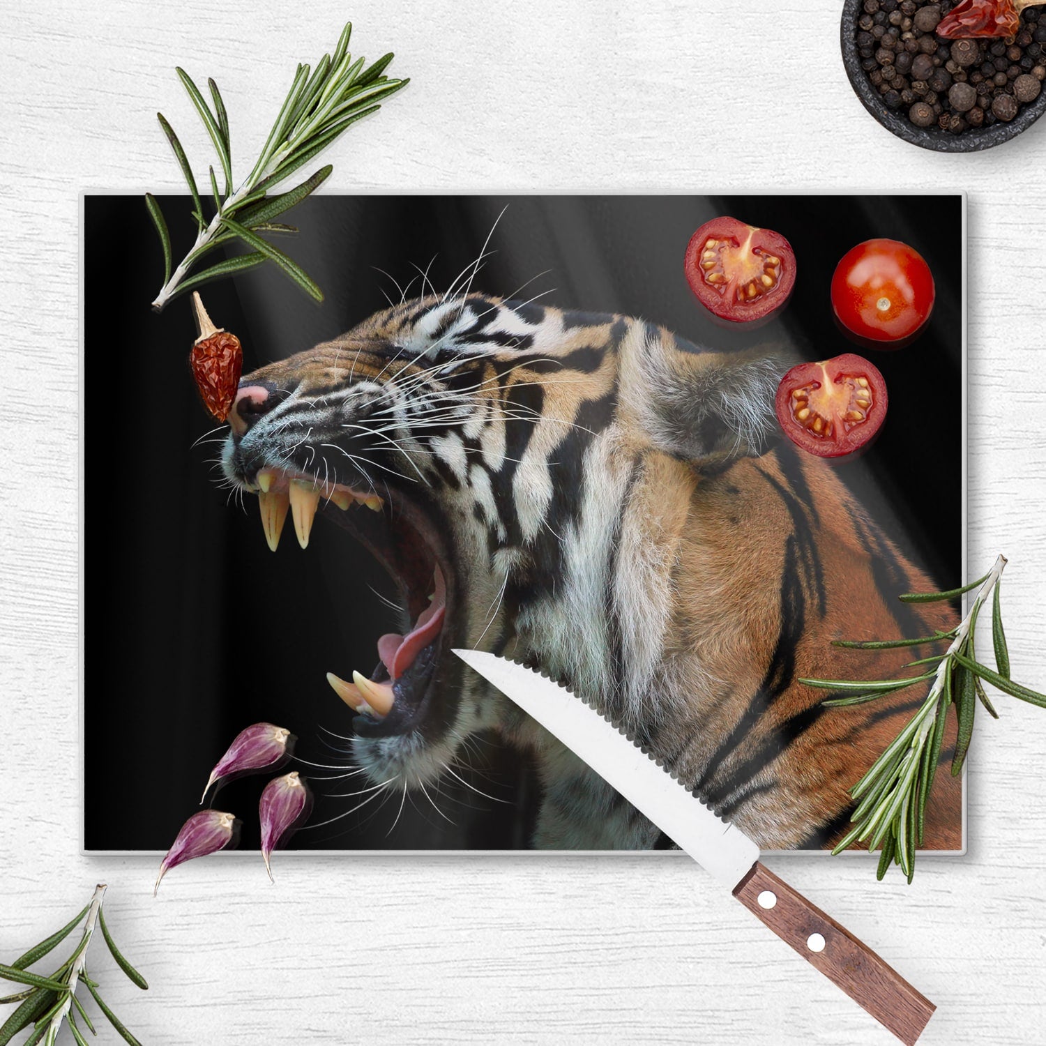 Schneidebrett - Kopf des Sumatra-Tigers