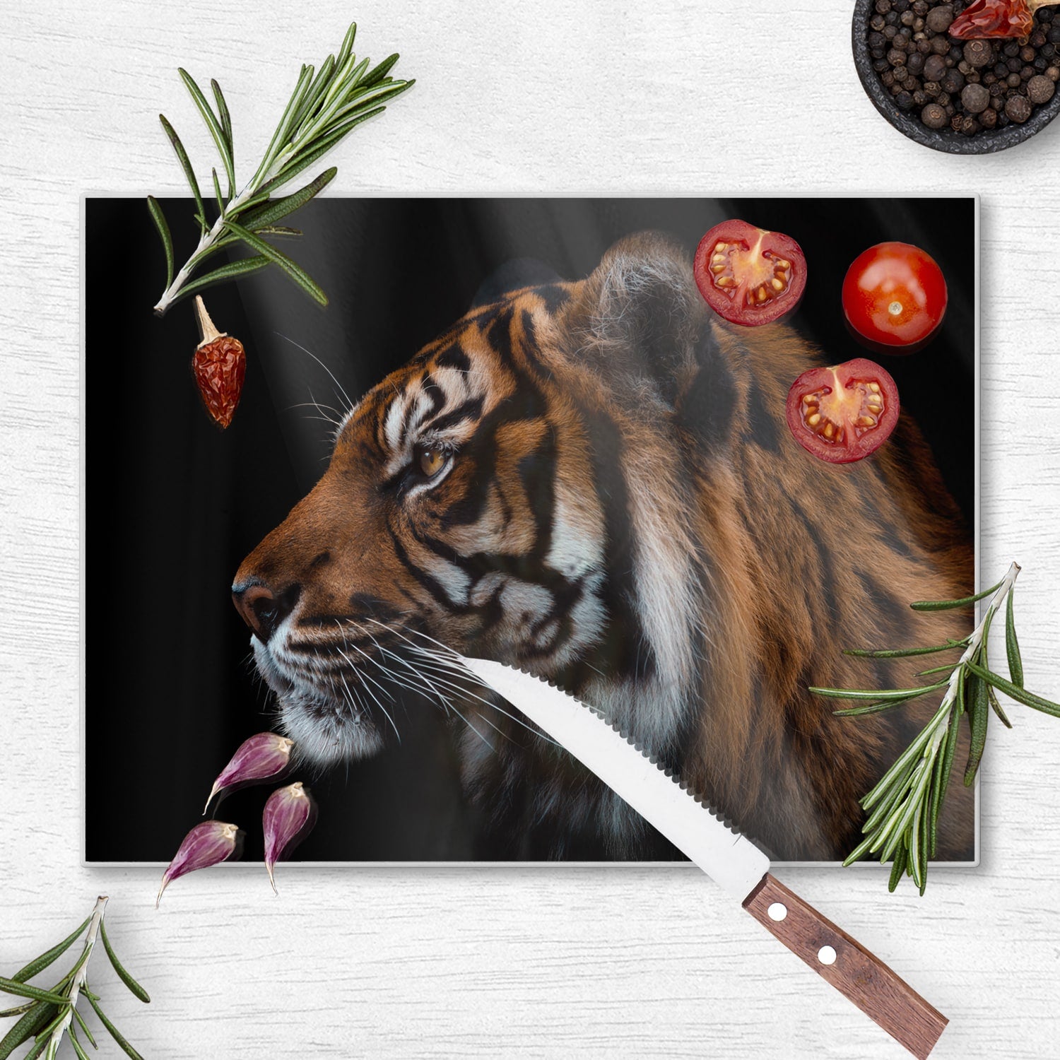 Schneidebrett - Tiger-Seitenporträt