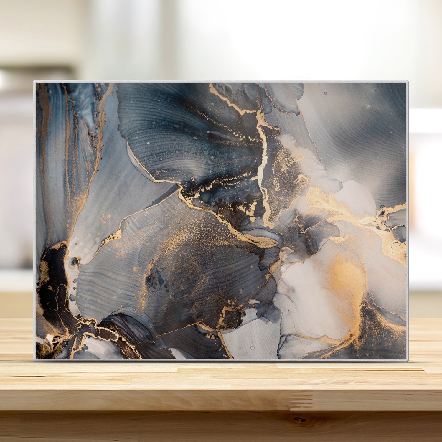 Schneidebrett - Schwarz-Gold-abstrakte Kunst