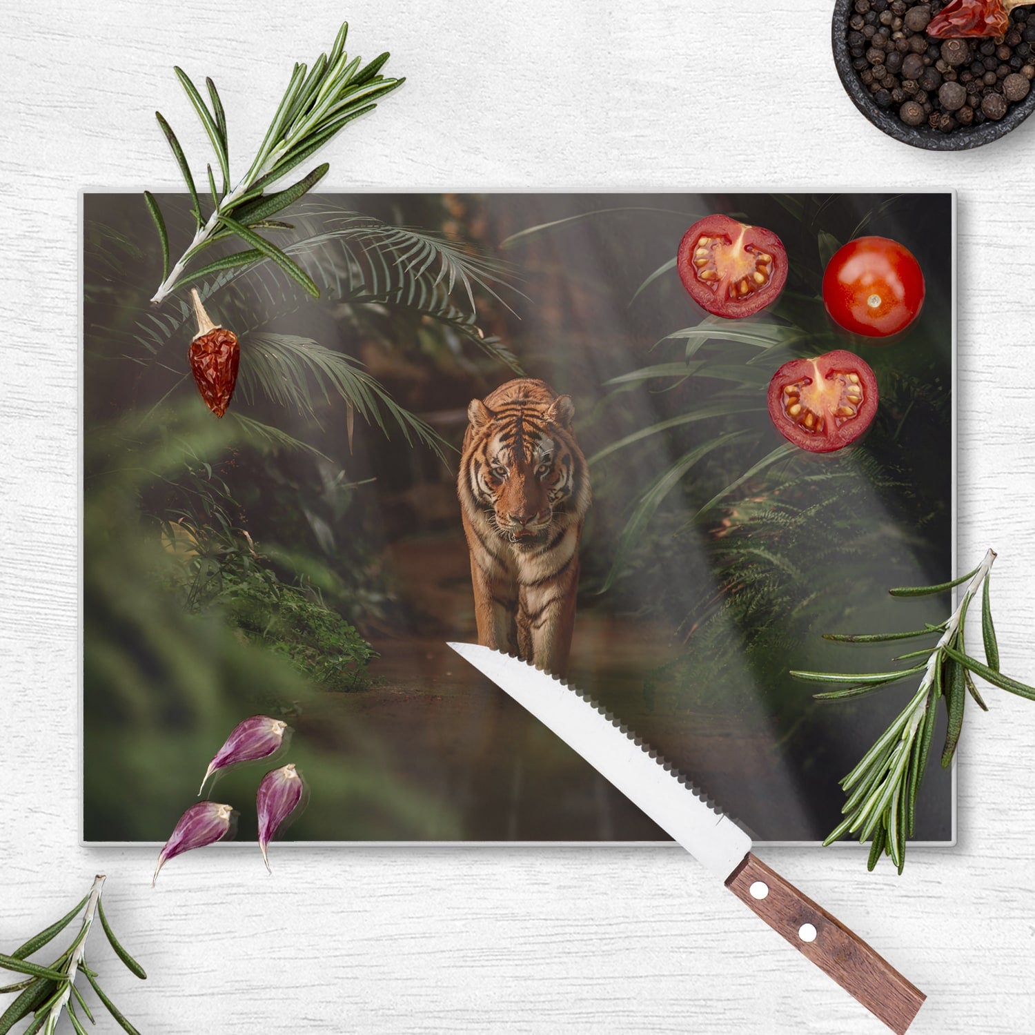 Schneidebrett - Tiger im Wald