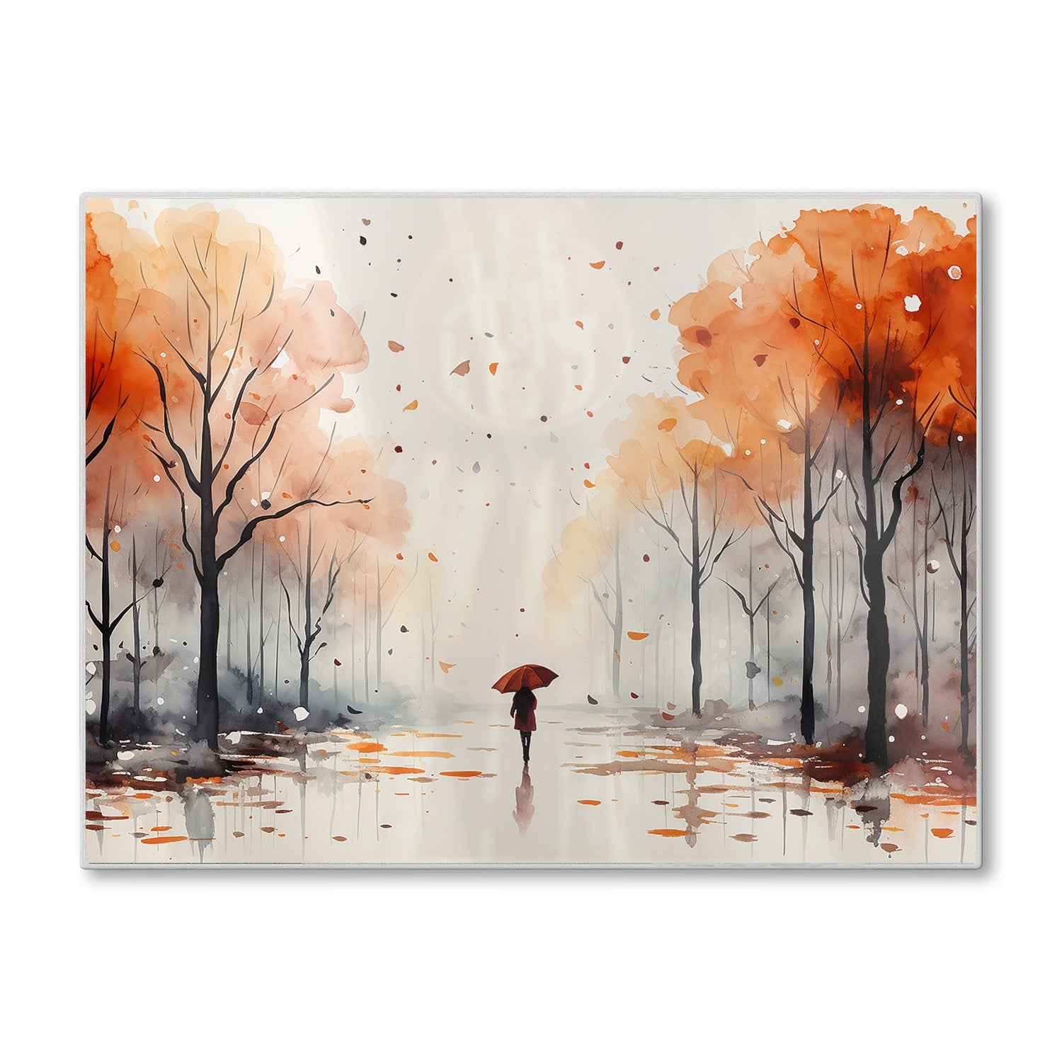 Schneidebrett - Aquarell-Herbstpark-Gemälde