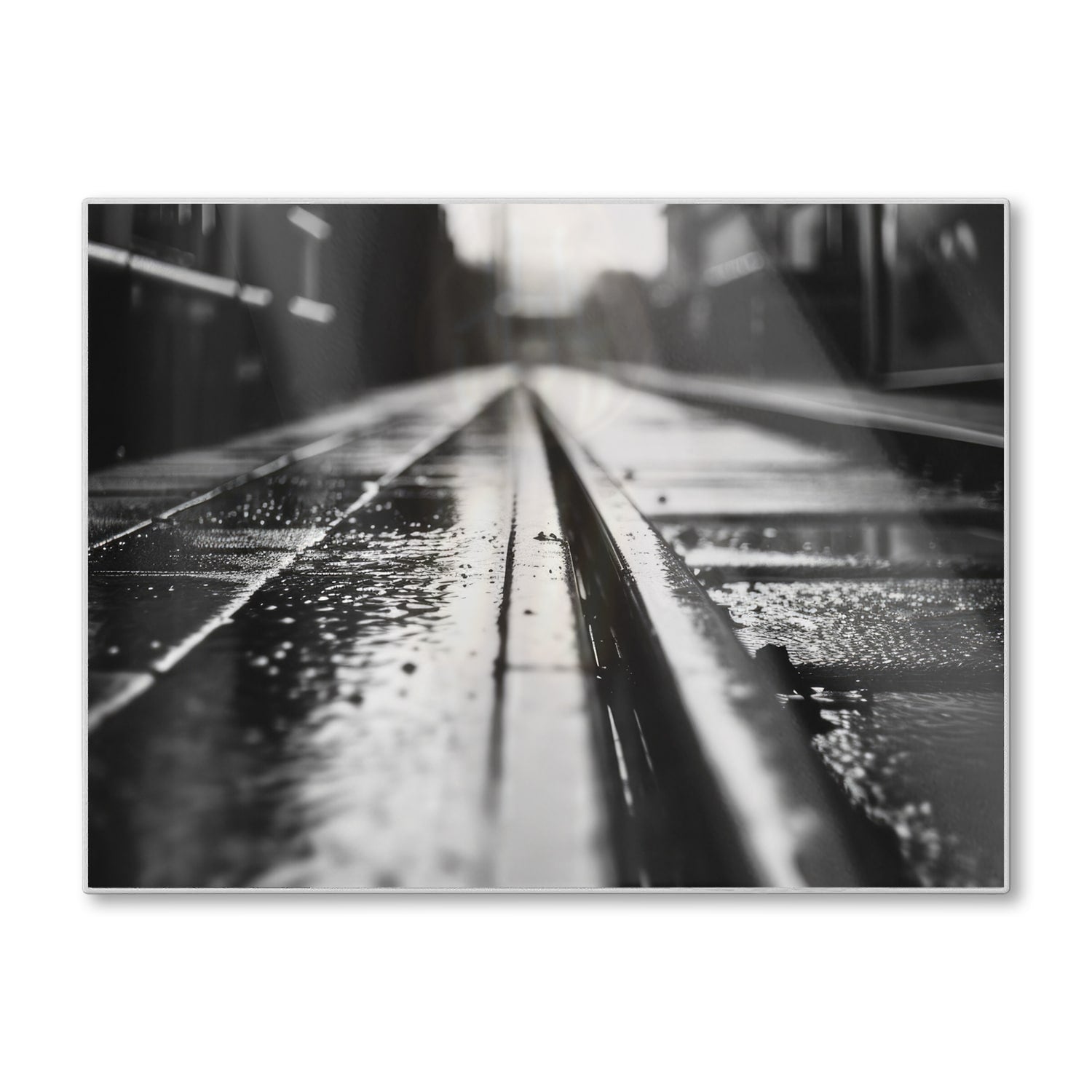 Schneidebrett - Schwarz-weiß Bahngleis