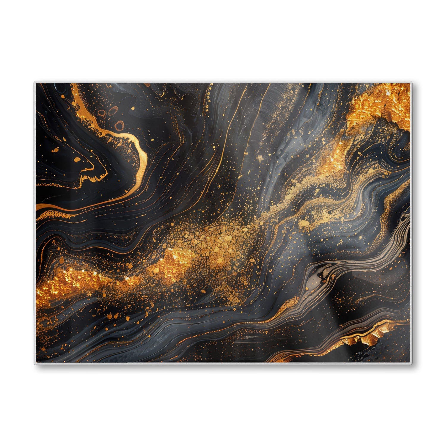 Schneidebrett - Schwarz/Gold-Marmor-Textur