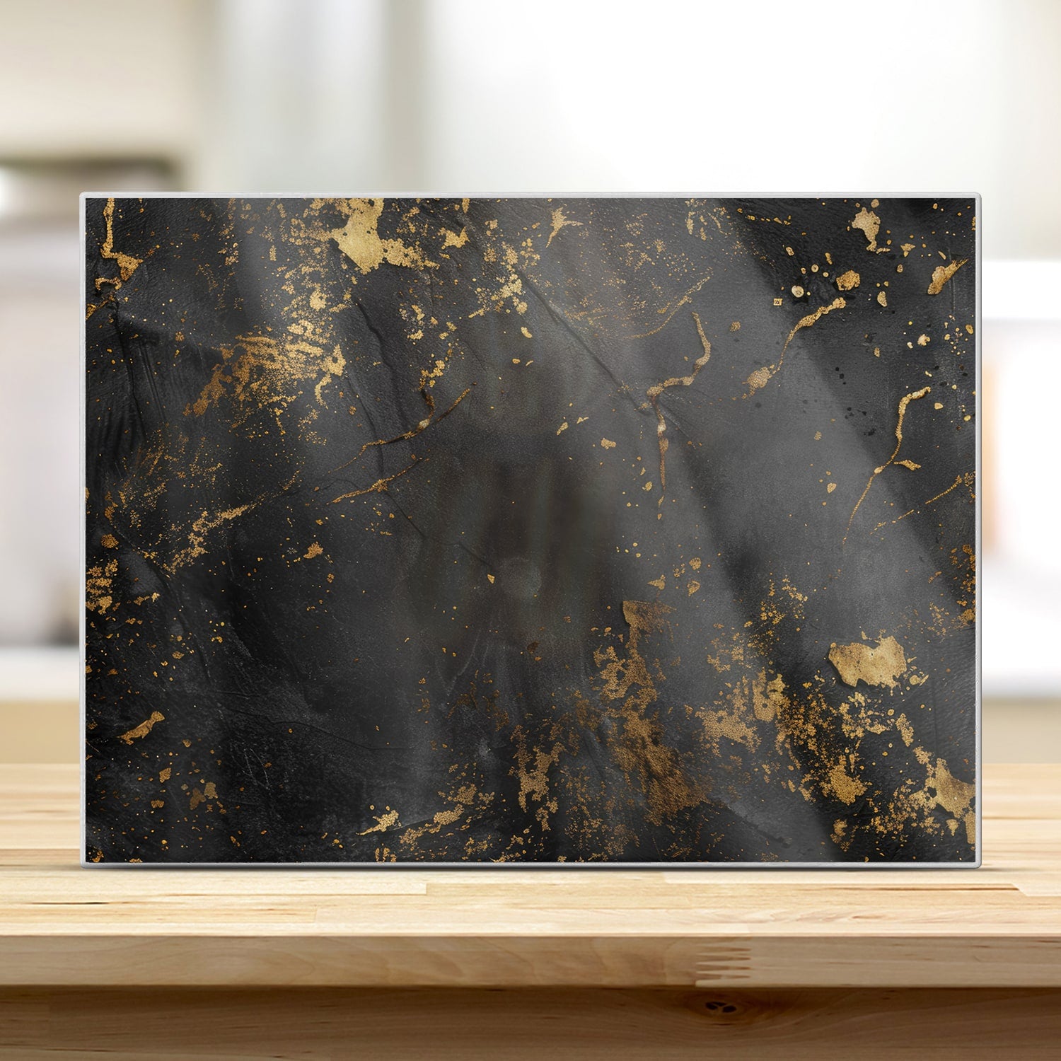 Schneidebrett - Schwarz/Gold raue Textur