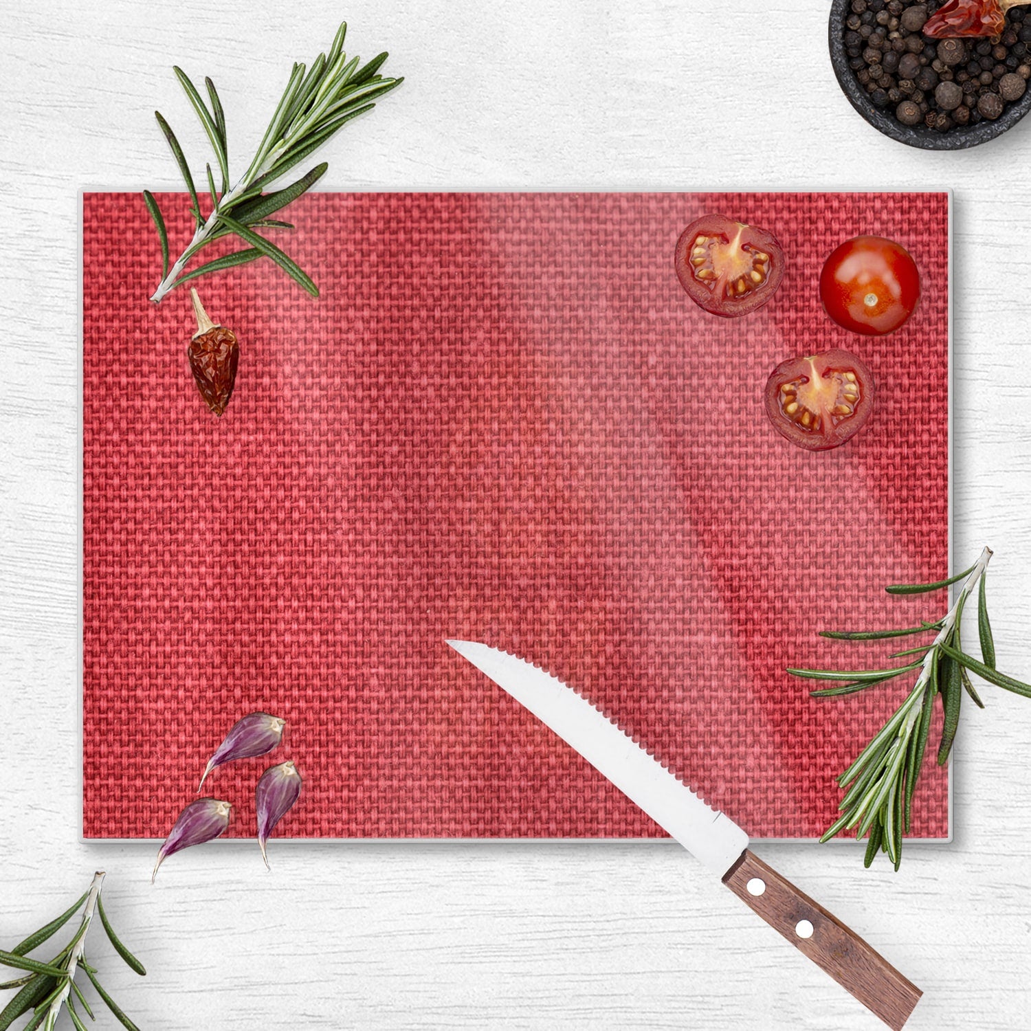 Schneidebrett - Rote Leinen-Textur