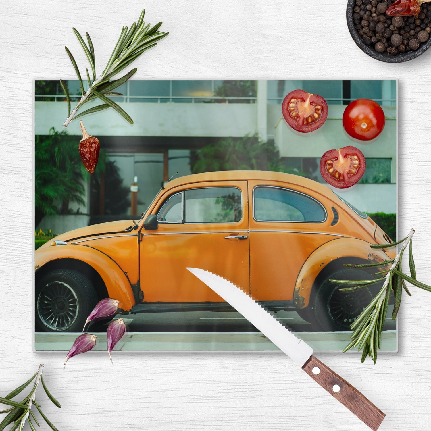Schneidebrett - Gelber VW Käfer