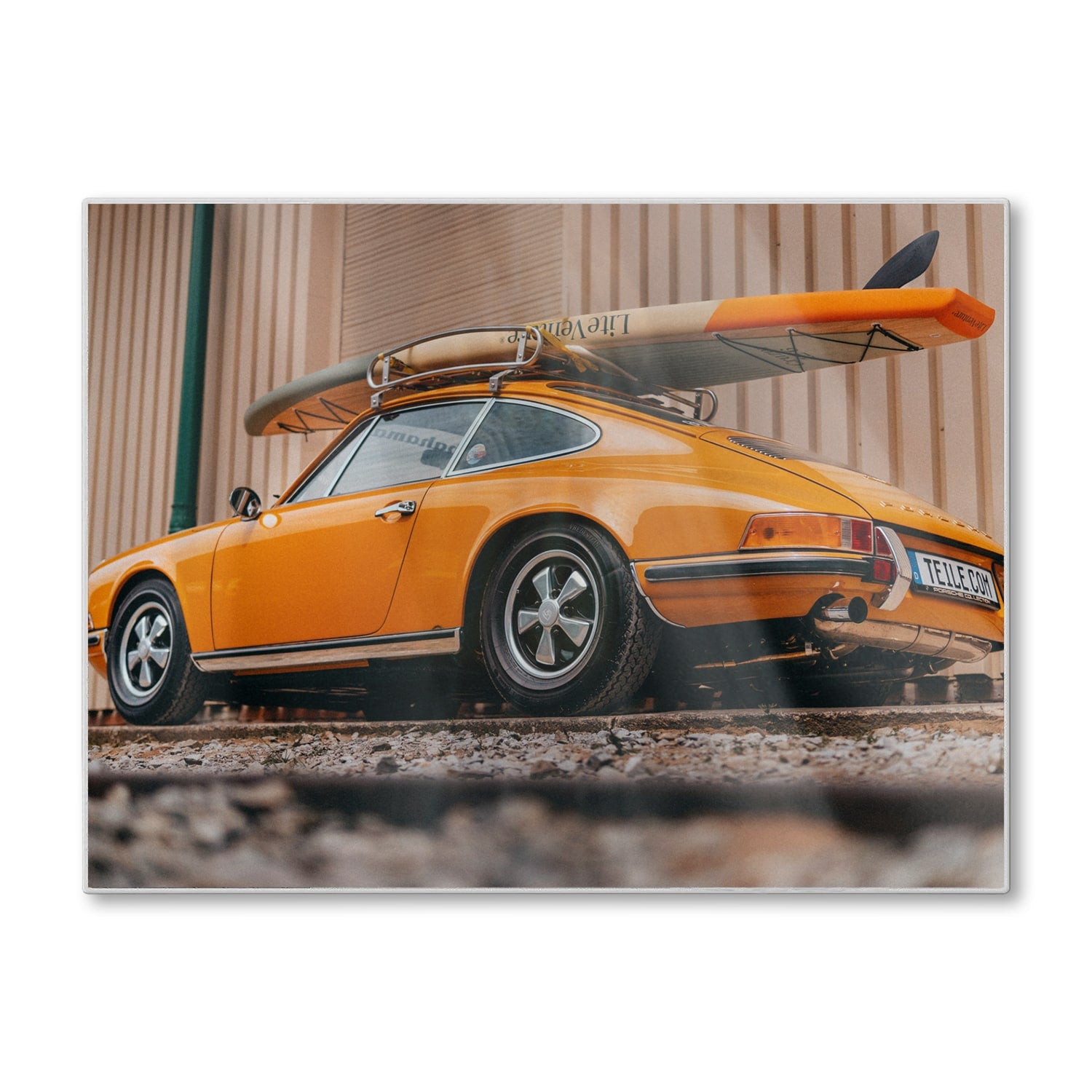 Schneidebrett - Porsche mit Surfbrett